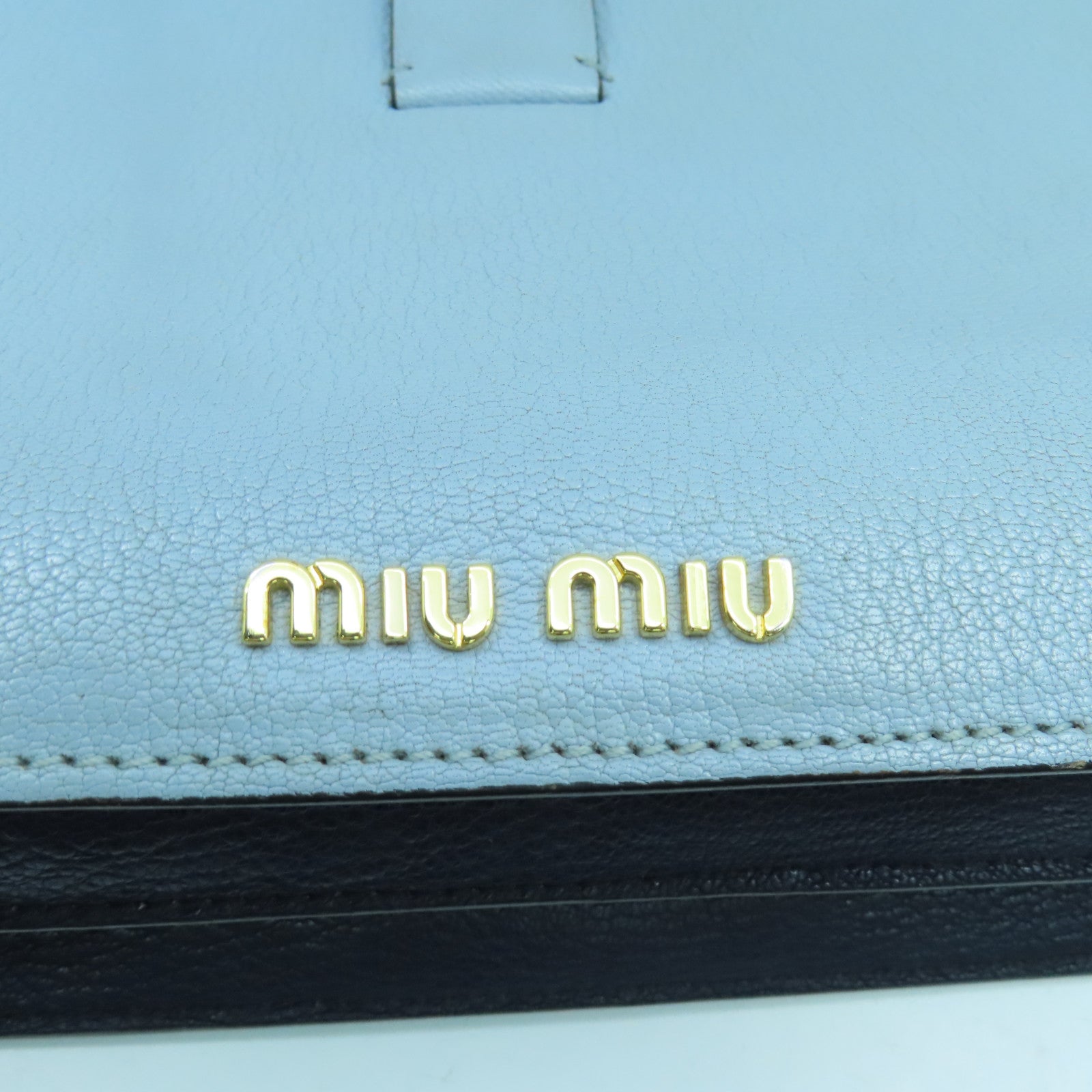Miu Miu 牛皮皮革Shoulder Bag金扣肩背袋蓝色