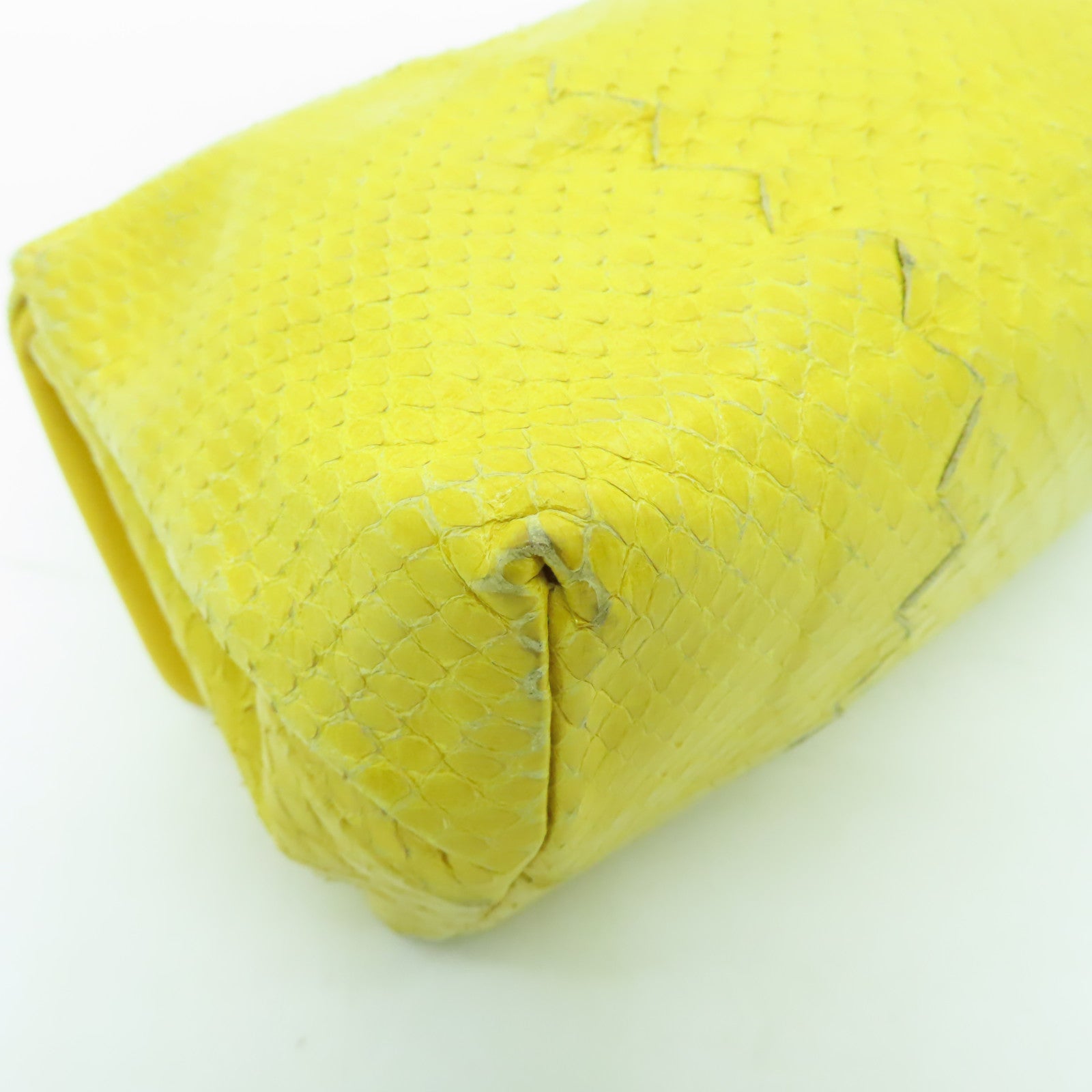 BOTTEGA VENETA 【清倉大減價】蛇皮皮革Clutch Bag手拿包黃色