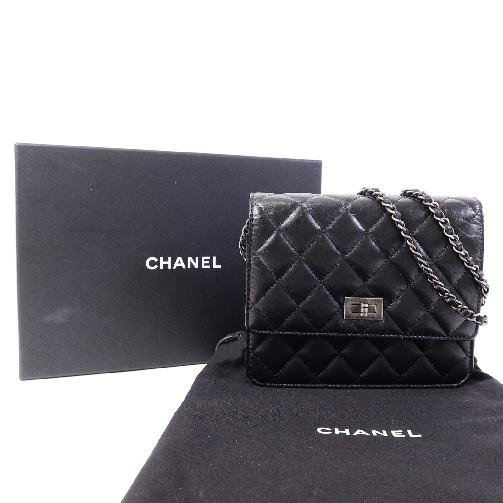 CHANEL 牛皮皮革2.55 Reissue鏈帶肩背袋
