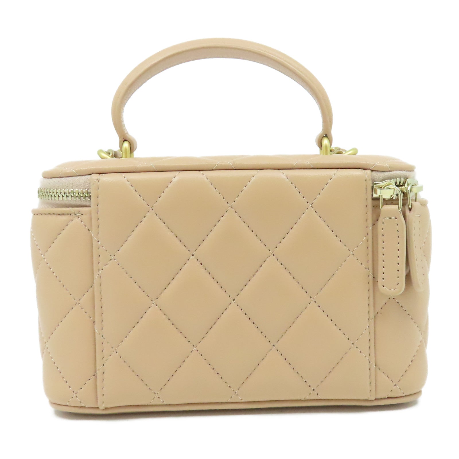 CHANEL 【激減優惠】菱格羊皮皮革Vanity Case金扣鏈帶肩背袋粉色