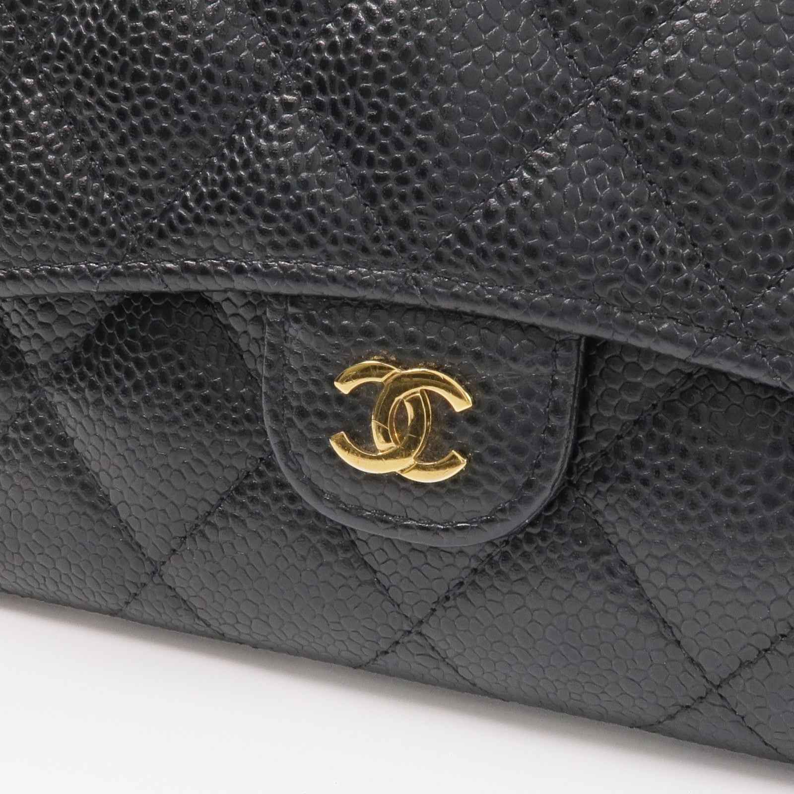 CHANEL 牛皮皮革Long Wallet金扣長錢包