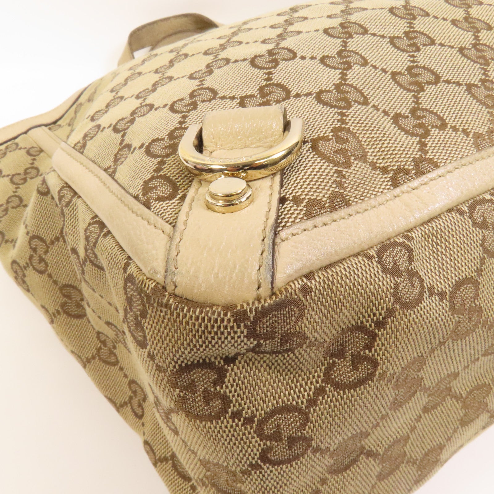 GUCCI 帆布Abbey Tote金扣手挽袋
