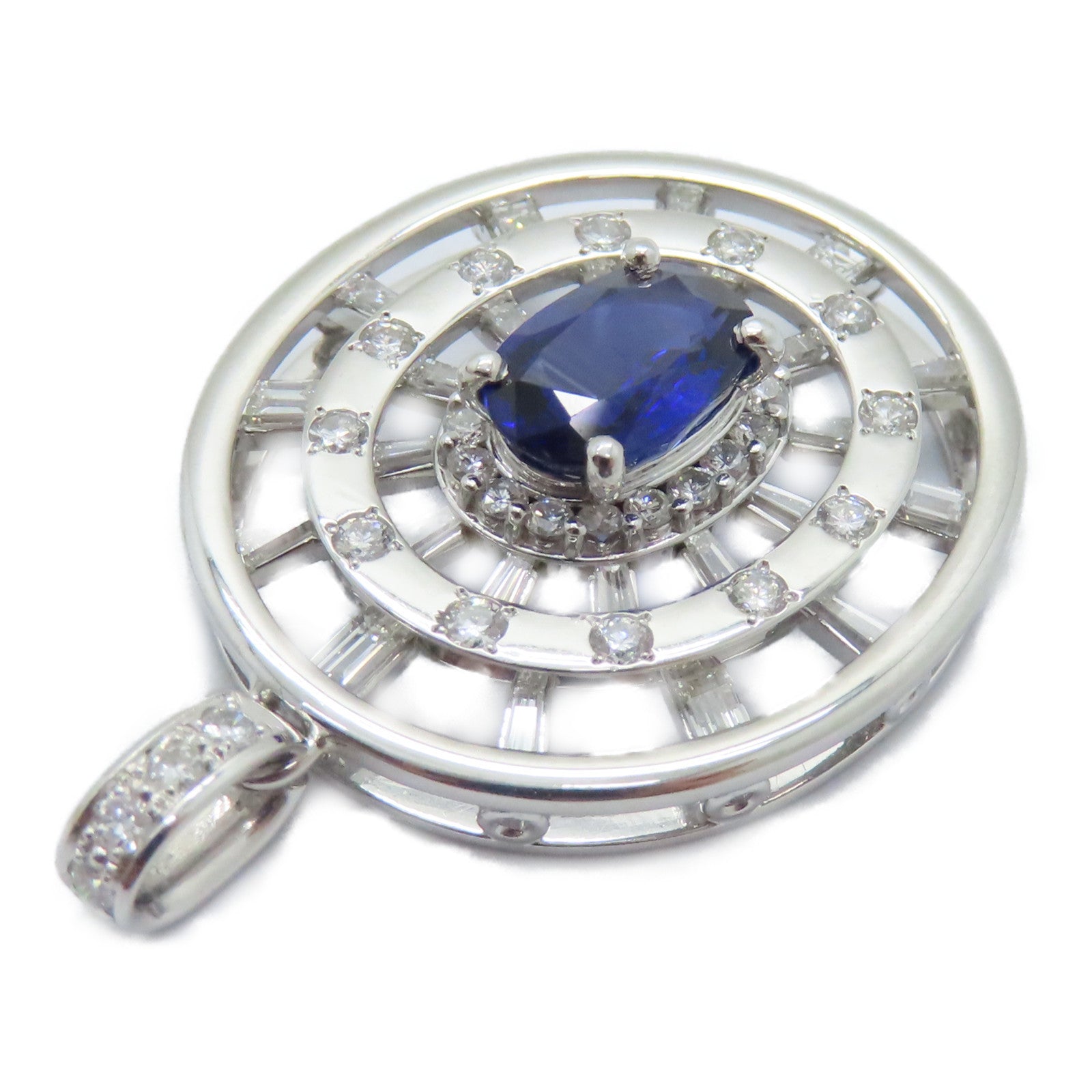JEWELRY PT900鉑金Sapphire Diamond Pendant Top 1.73ct藍寶石/1.23鑚石吊墜