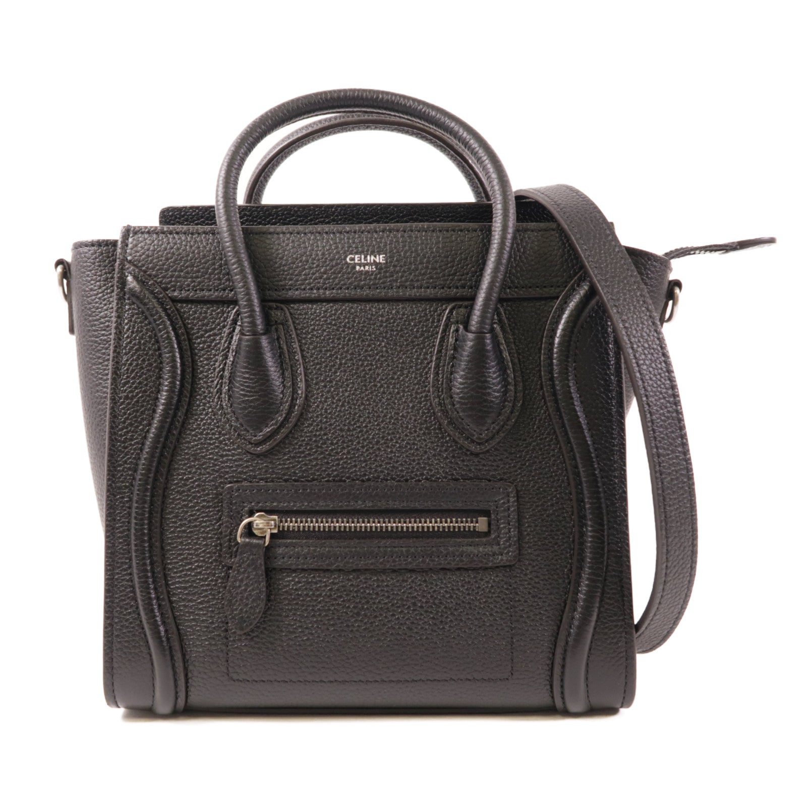 CELINE 牛皮皮革Nano Luggage銀扣手挽肩背兩用袋