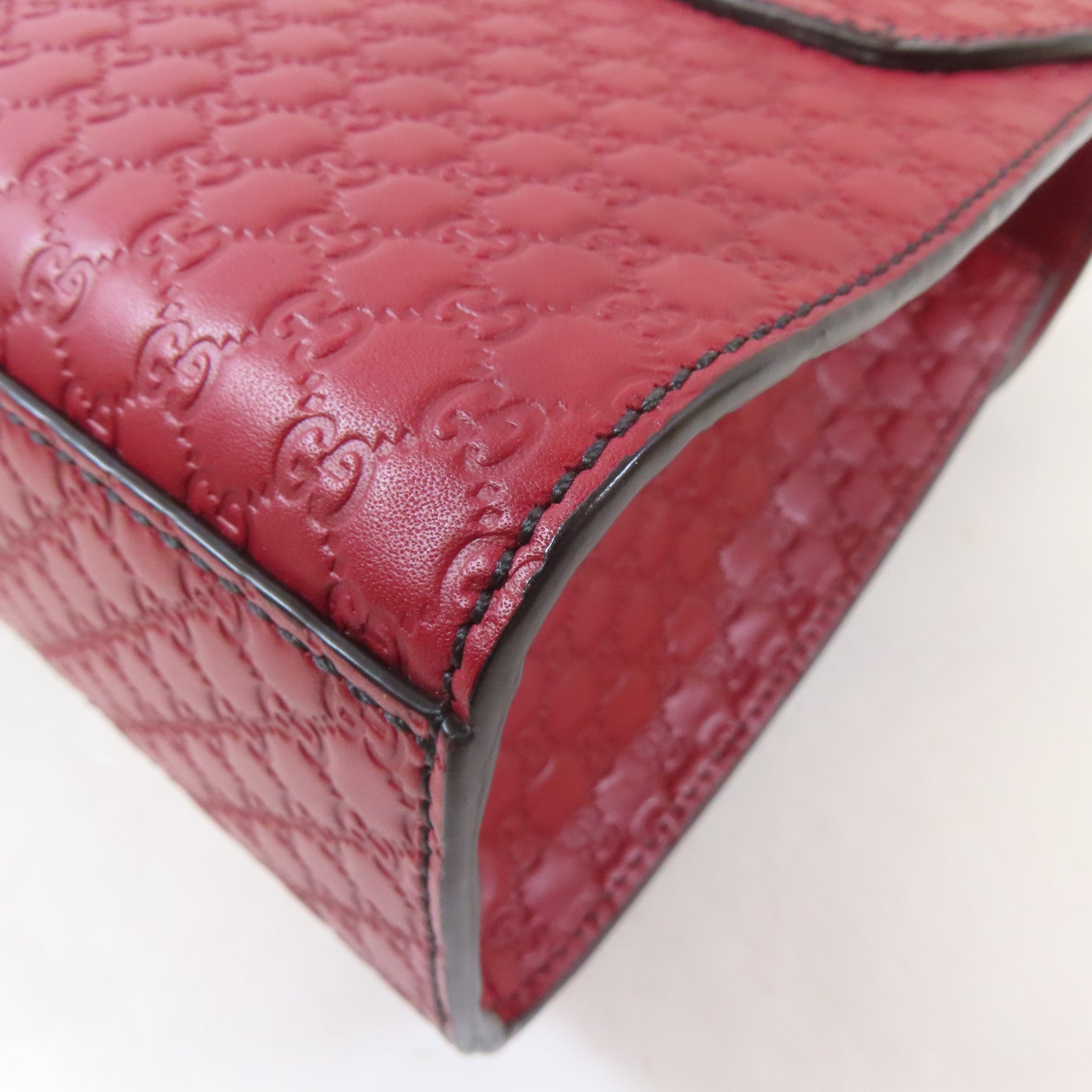 GUCCI 牛皮皮革Emily Medium金扣鏈帶肩背袋紅色