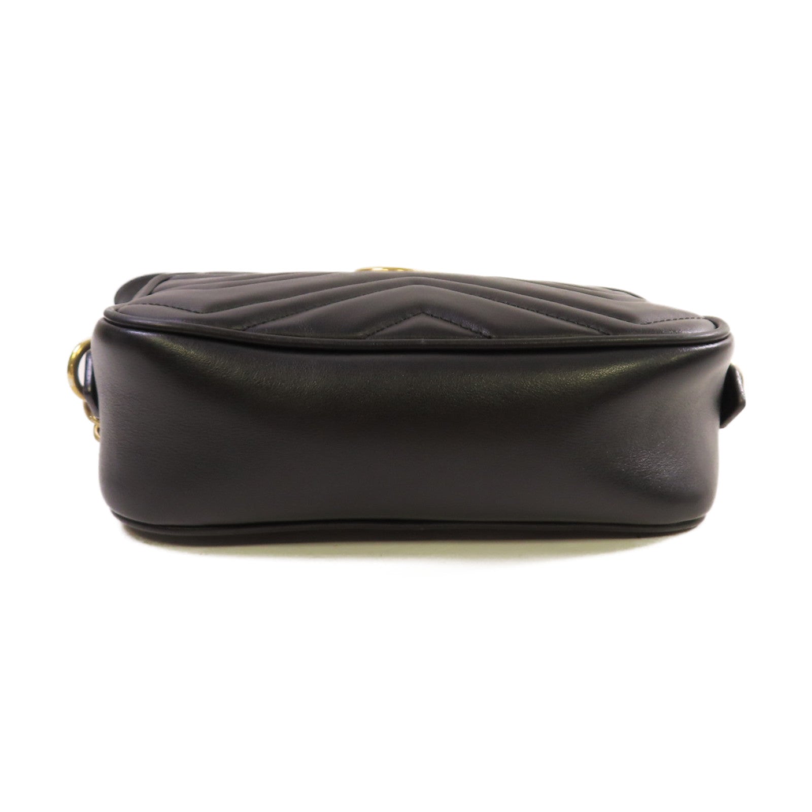 GUCCI Chevron皮革GG Marmont Mini Chain Shoulder Bag金扣肩背袋黑色