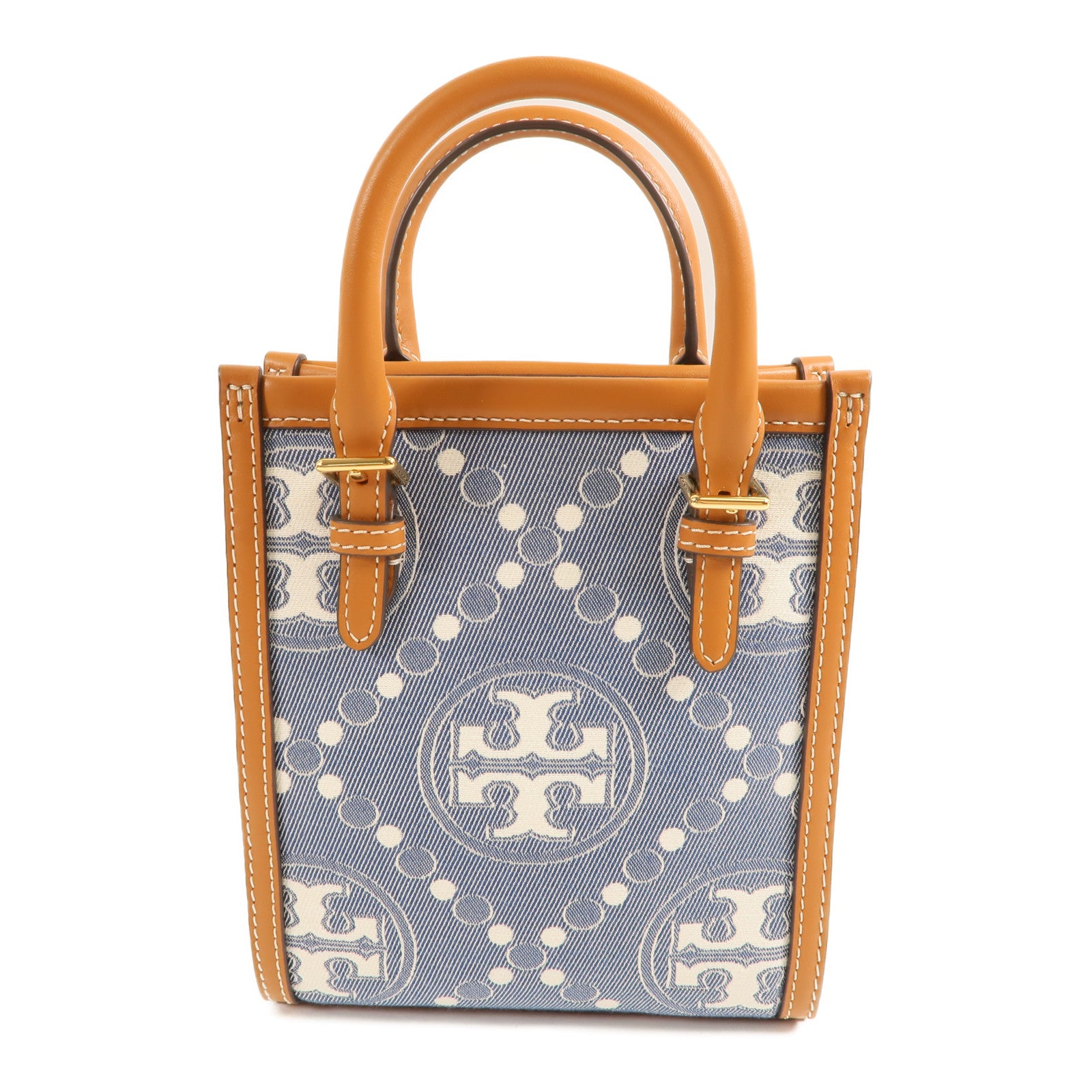 Tory Burch 帆布Mini T Monogram金扣手挽肩背兩用袋