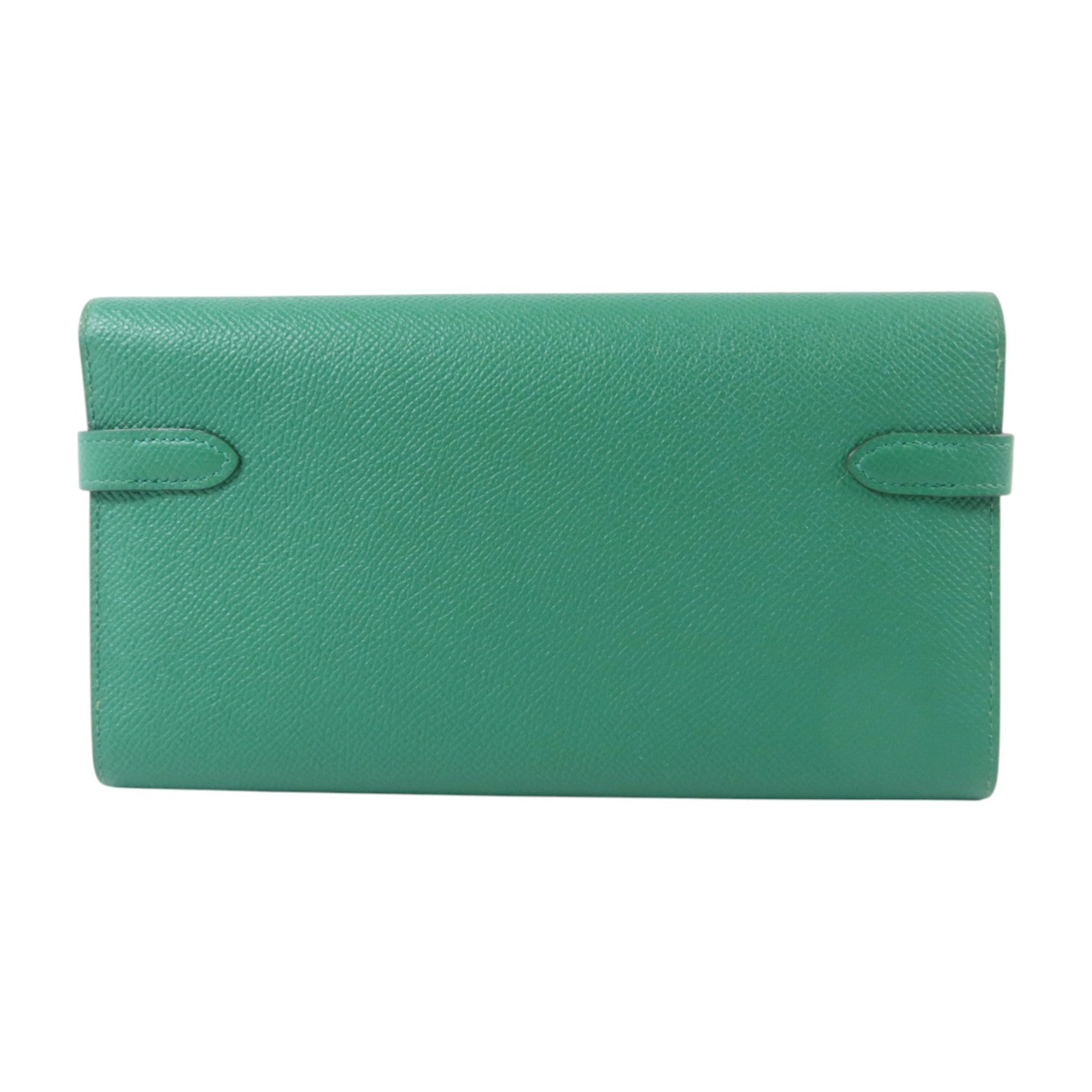 HERMES Epsom皮革Kelly Wallet金扣長錢包Vert Vertigo