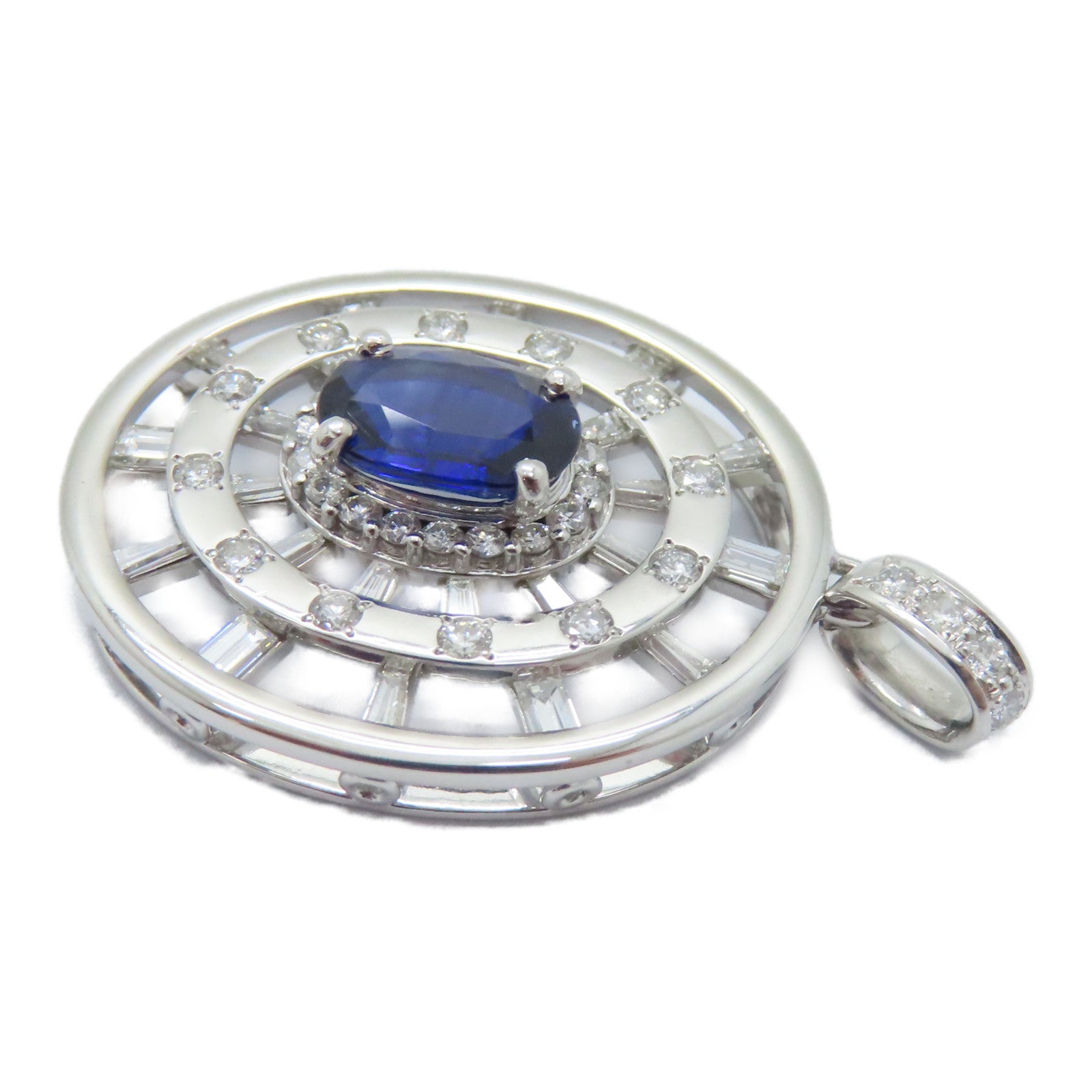 JEWELRY PT900鉑金Sapphire Diamond Pendant Top 1.73ct藍寶石/1.23鑚石吊墜