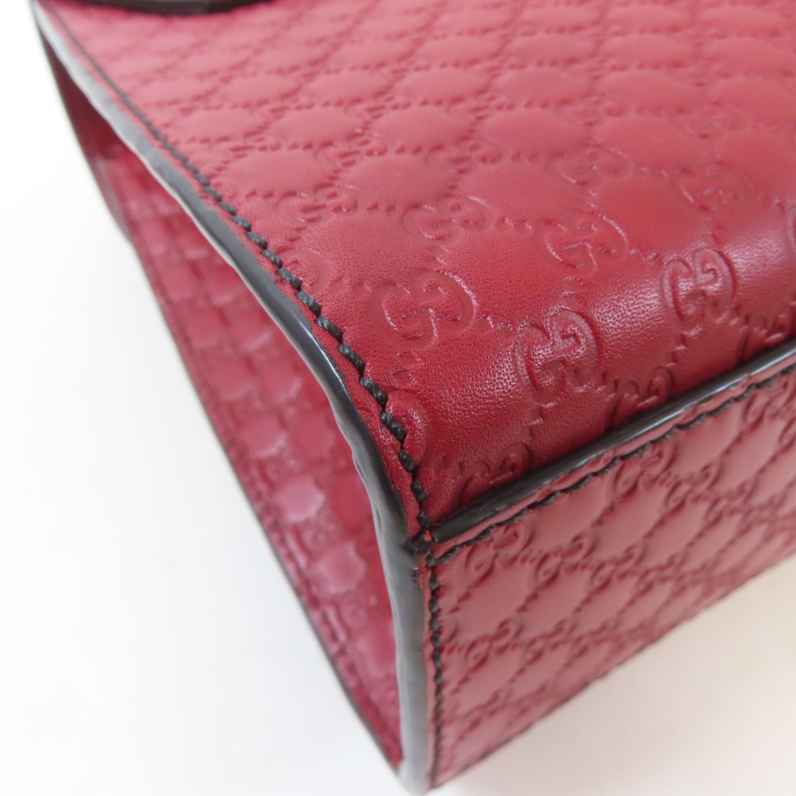 GUCCI 牛皮皮革Emily Medium金扣鏈帶肩背袋紅色