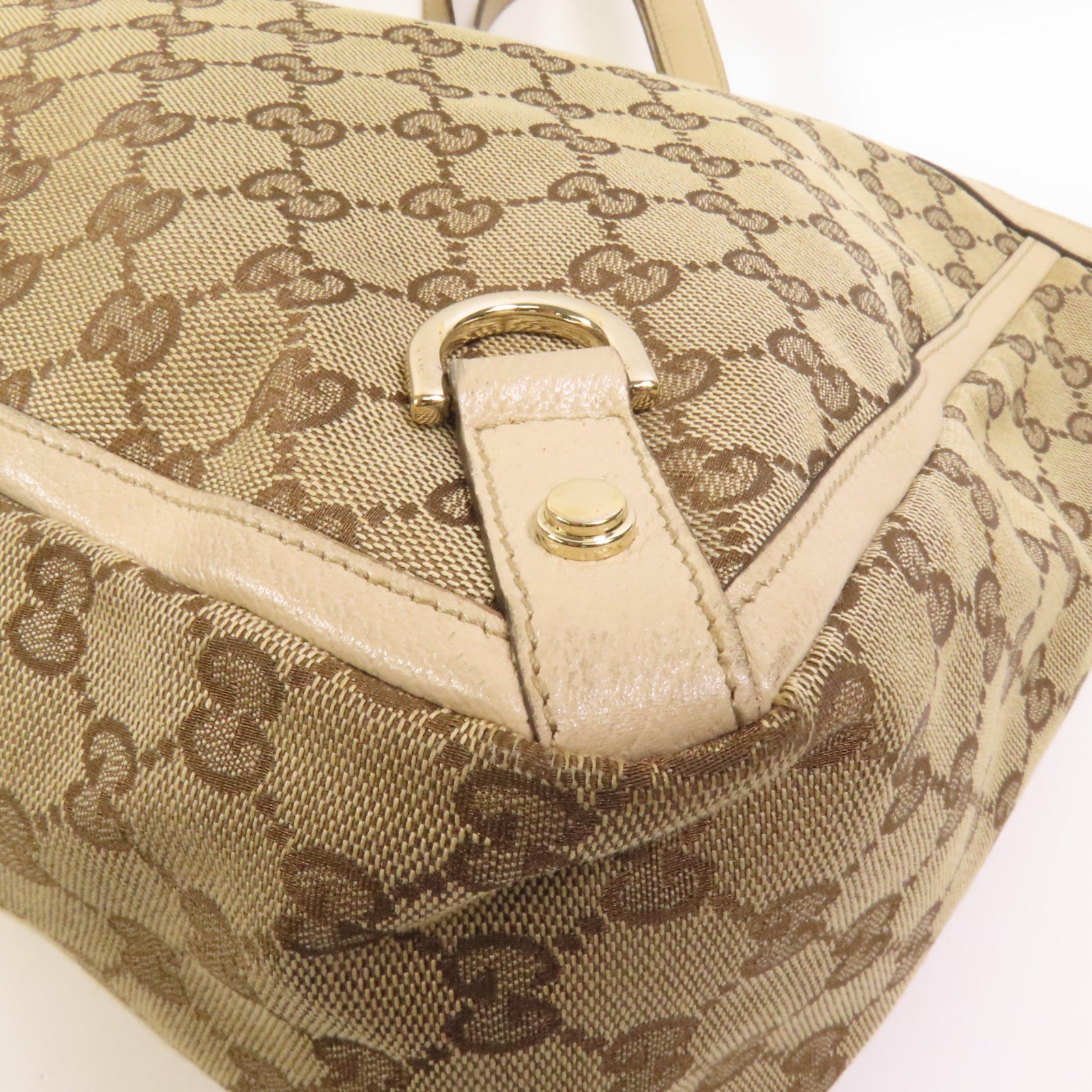 GUCCI 帆布Abbey Tote金扣手挽袋