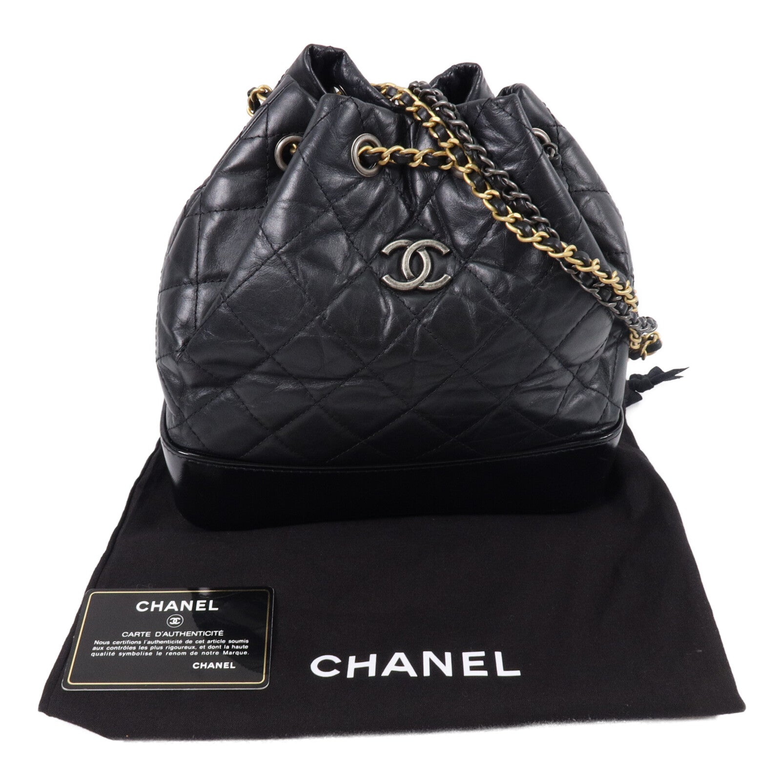 CHANEL 牛皮皮革Grabrielle Backpack鏈帶背包