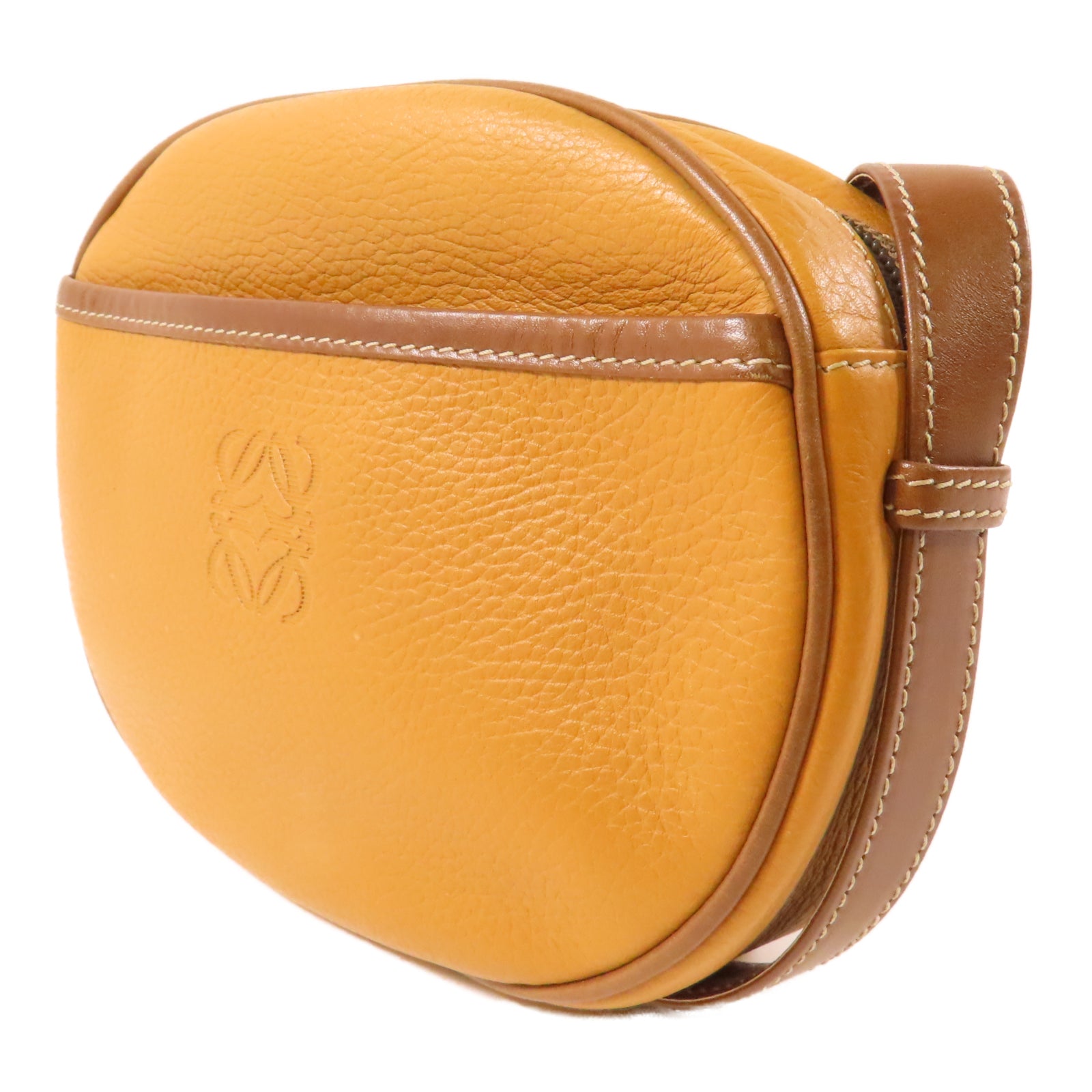 LOEWE 牛皮皮革Vintage Shoulder Bag金扣肩背袋啡色