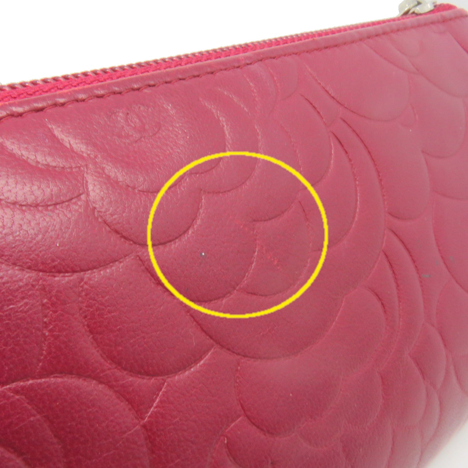 CHANEL sheepskin leather Long Wallet silver buckle long wallet red
