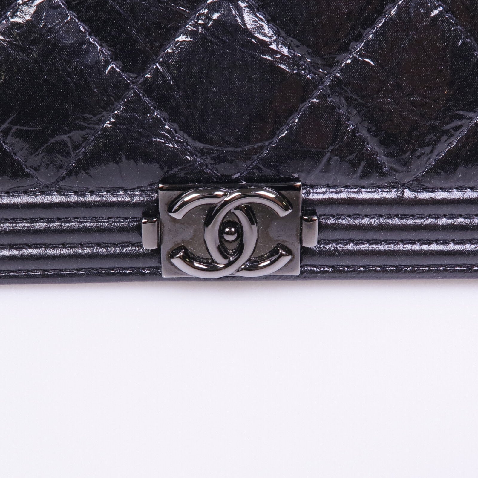 CHANEL 塗層帆布Boy Long Wallet長錢包