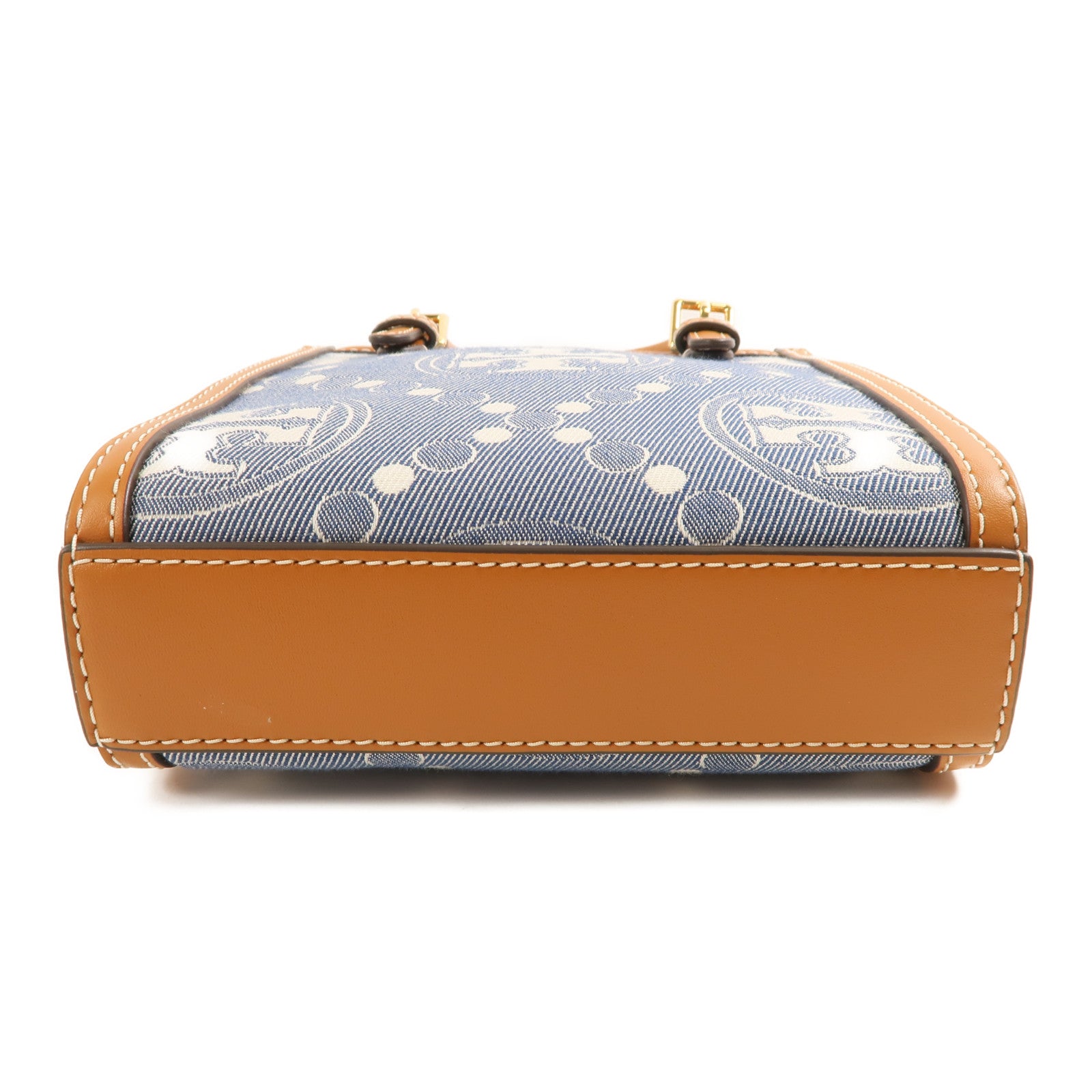 Tory Burch 帆布Mini T Monogram金扣手挽肩背兩用袋