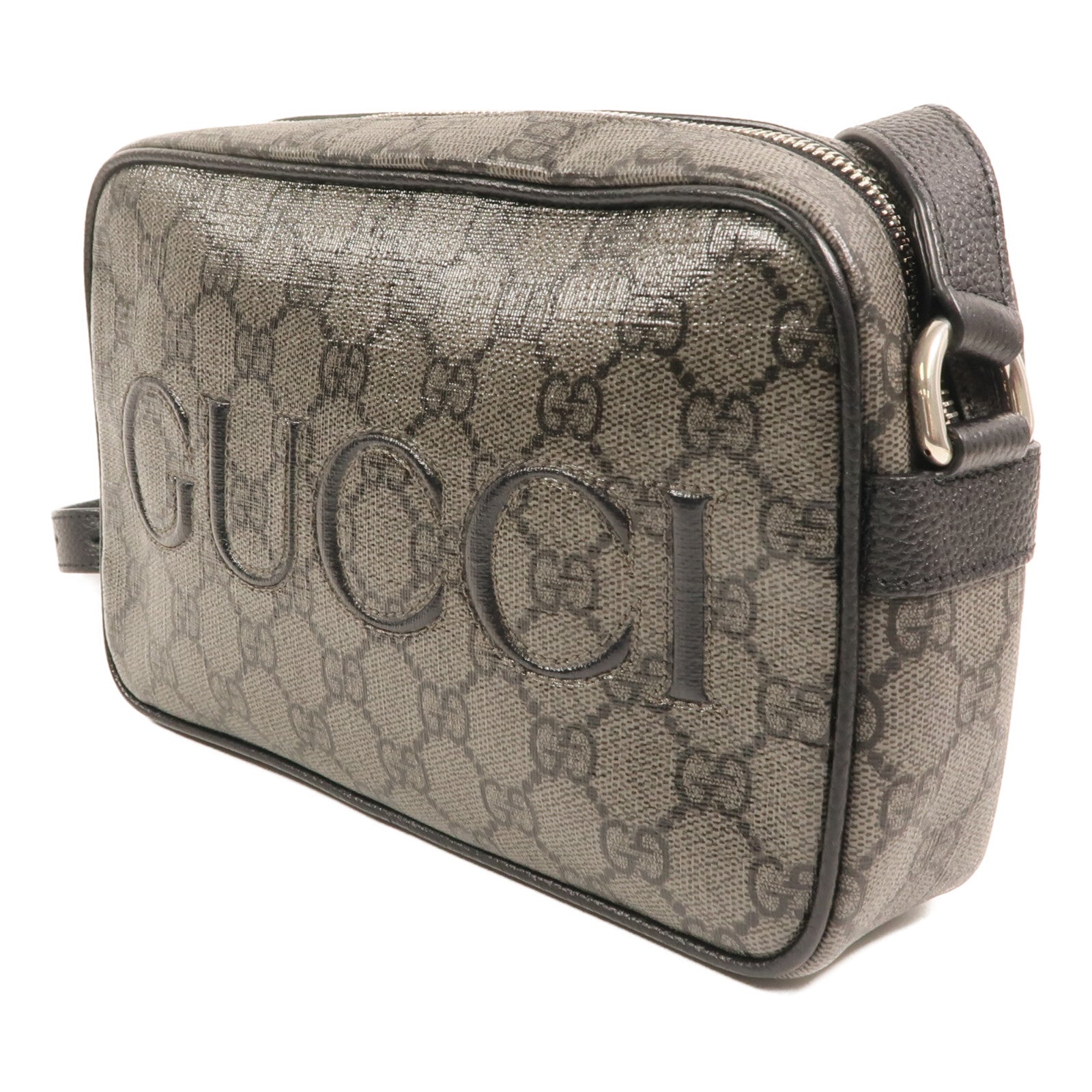 GUCCI 塗層帆布Shoulder Bag銀扣肩背袋