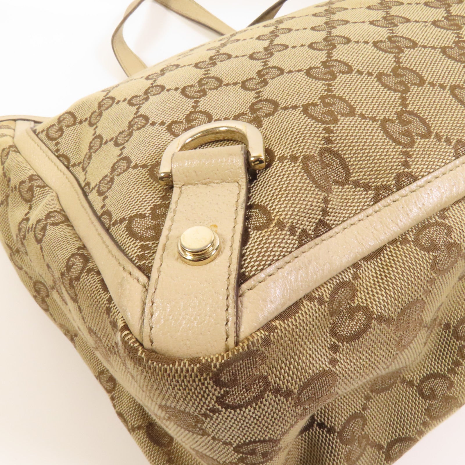 GUCCI 帆布Abbey Tote金扣手挽袋