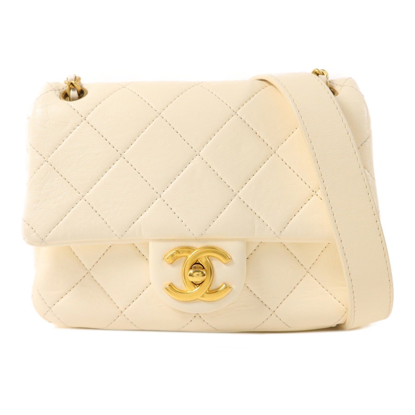 CHANEL 【激減優惠】牛皮皮革Chain Shoulder金扣鏈帶肩背袋