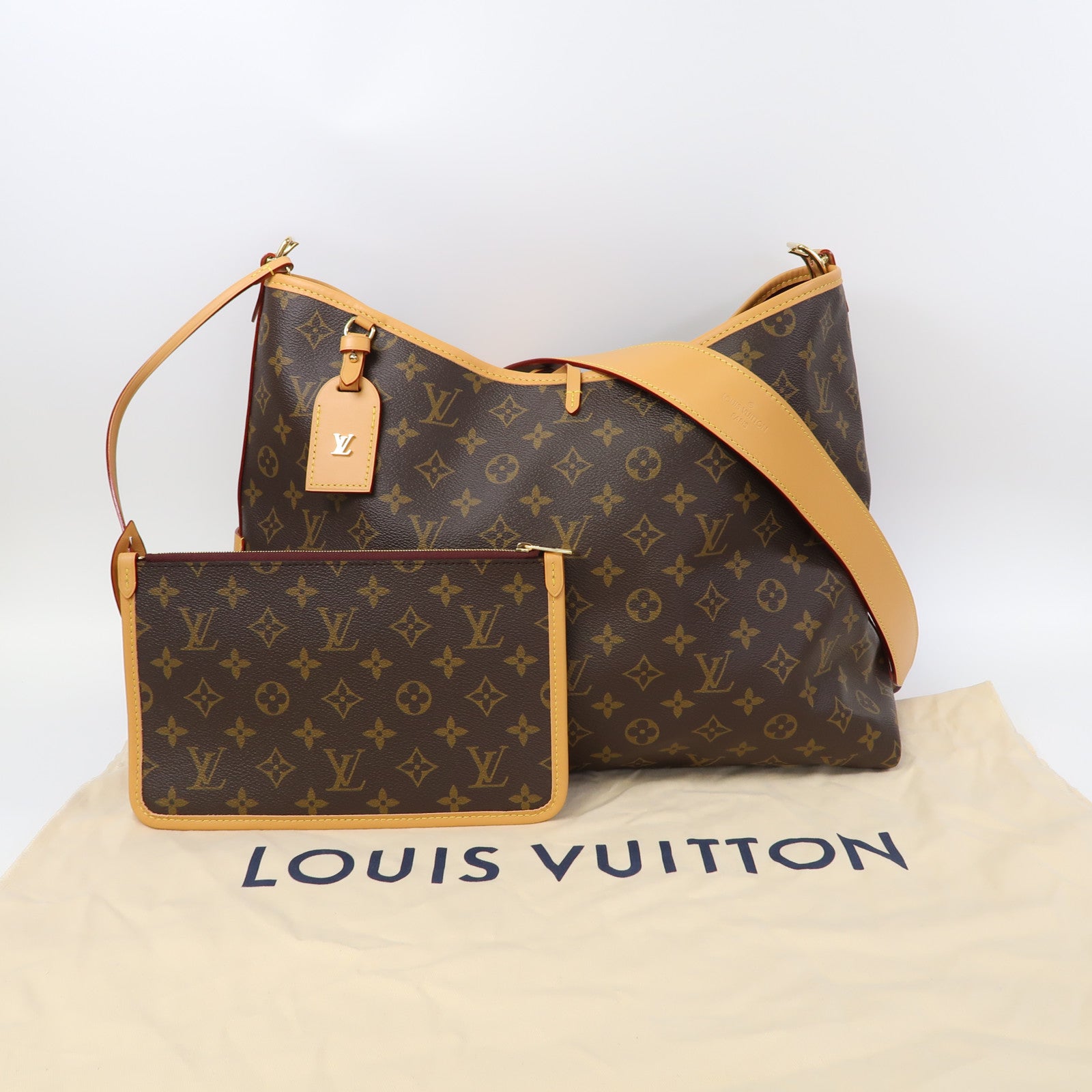 LOUIS VUITTON Monogram CarryAll MM金扣肩背袋啡色
