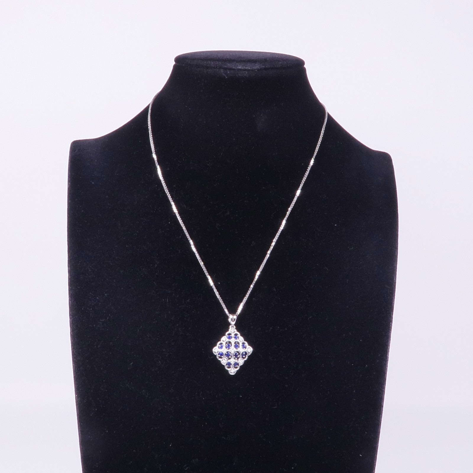 JEWELRY 18K白金Sapphire Diamond Necklace藍寶石/鑽石項鍊