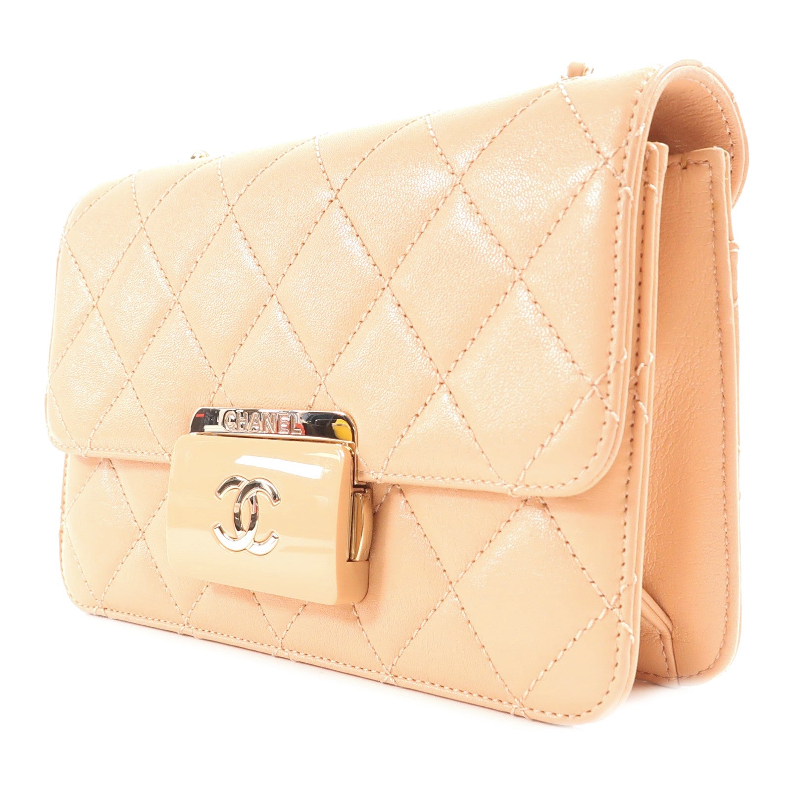 CHANEL【激減優惠】 牛皮皮革Chain Shoulder金扣鏈帶肩背袋