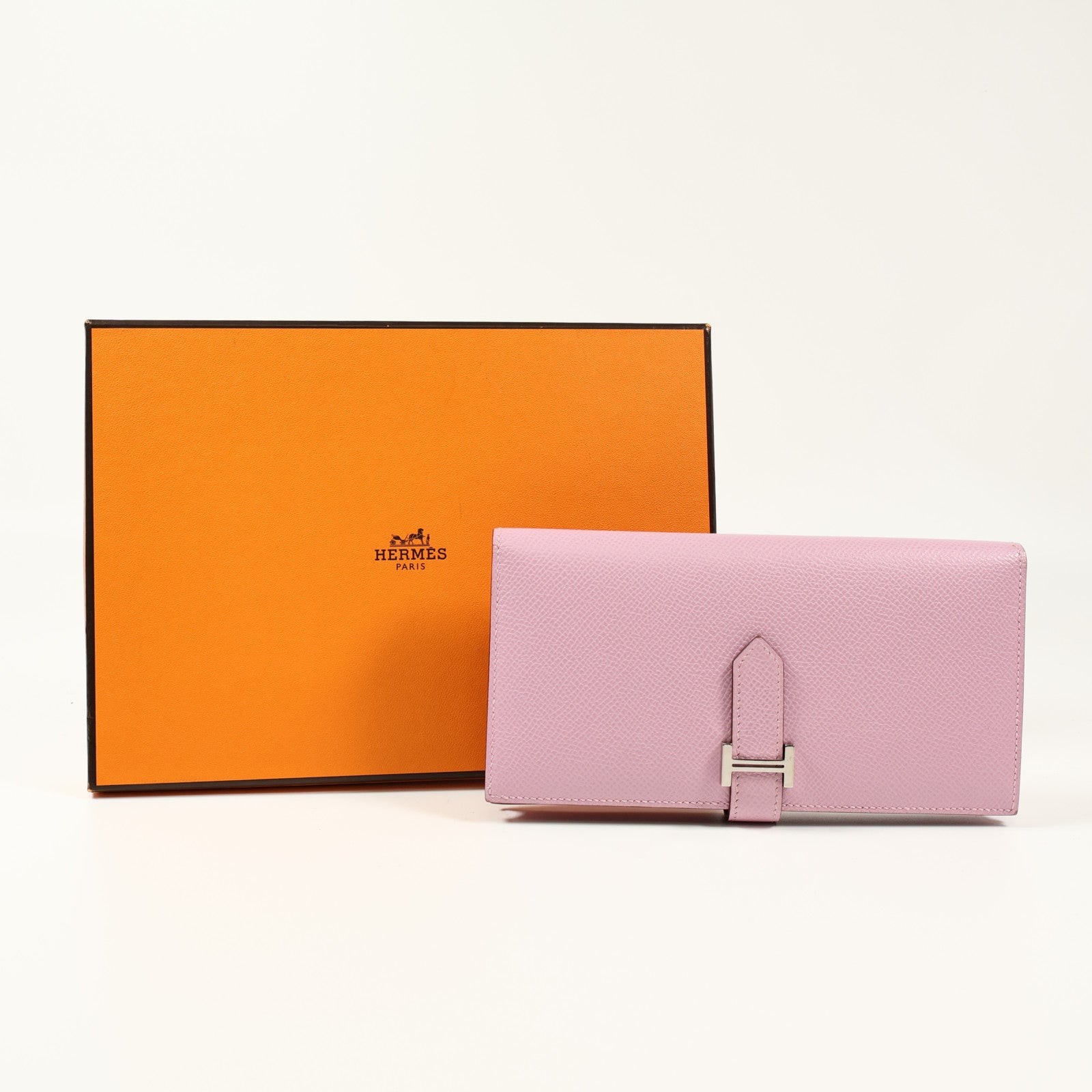 HERMES Epsom皮革Bearn W Snap銀扣長錢包