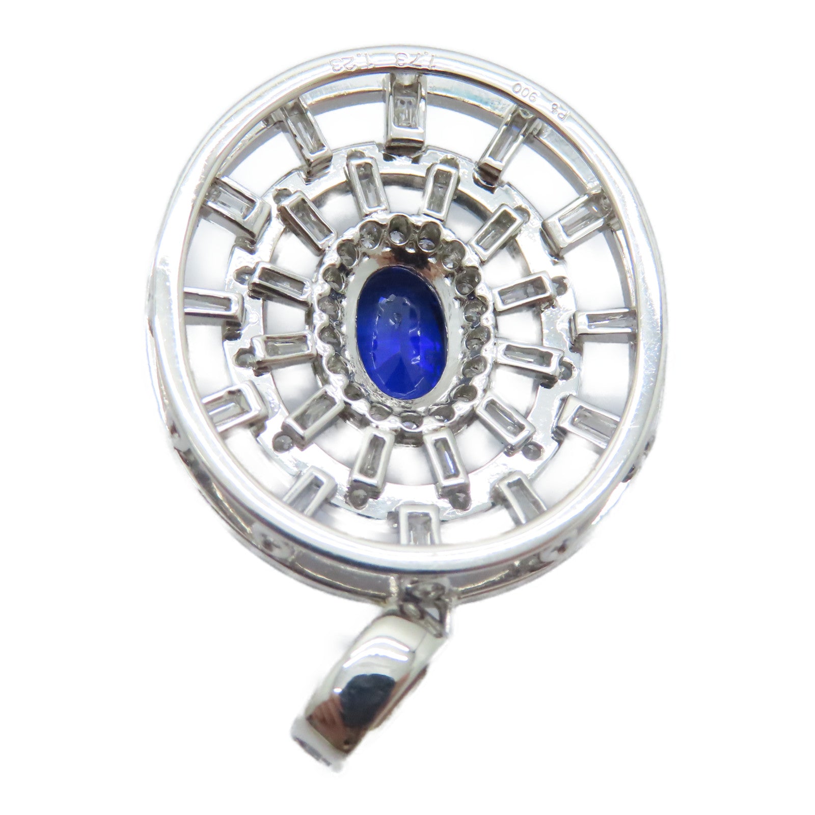 JEWELRY PT900鉑金Sapphire Diamond Pendant Top 1.73ct藍寶石/1.23鑚石吊墜