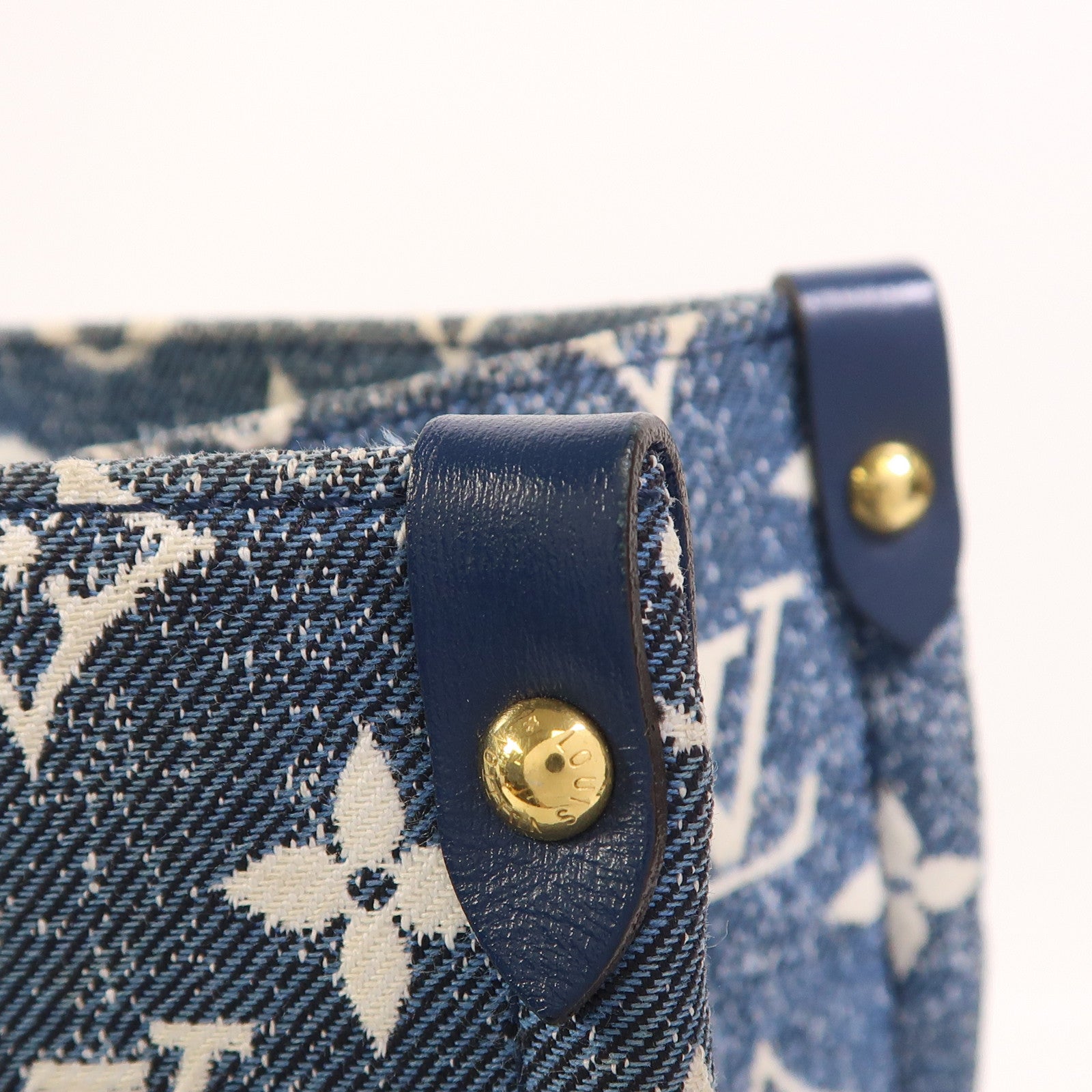 LOUIS VUITTON Monogram Denim On The Go MM金扣手挽肩背兩用袋