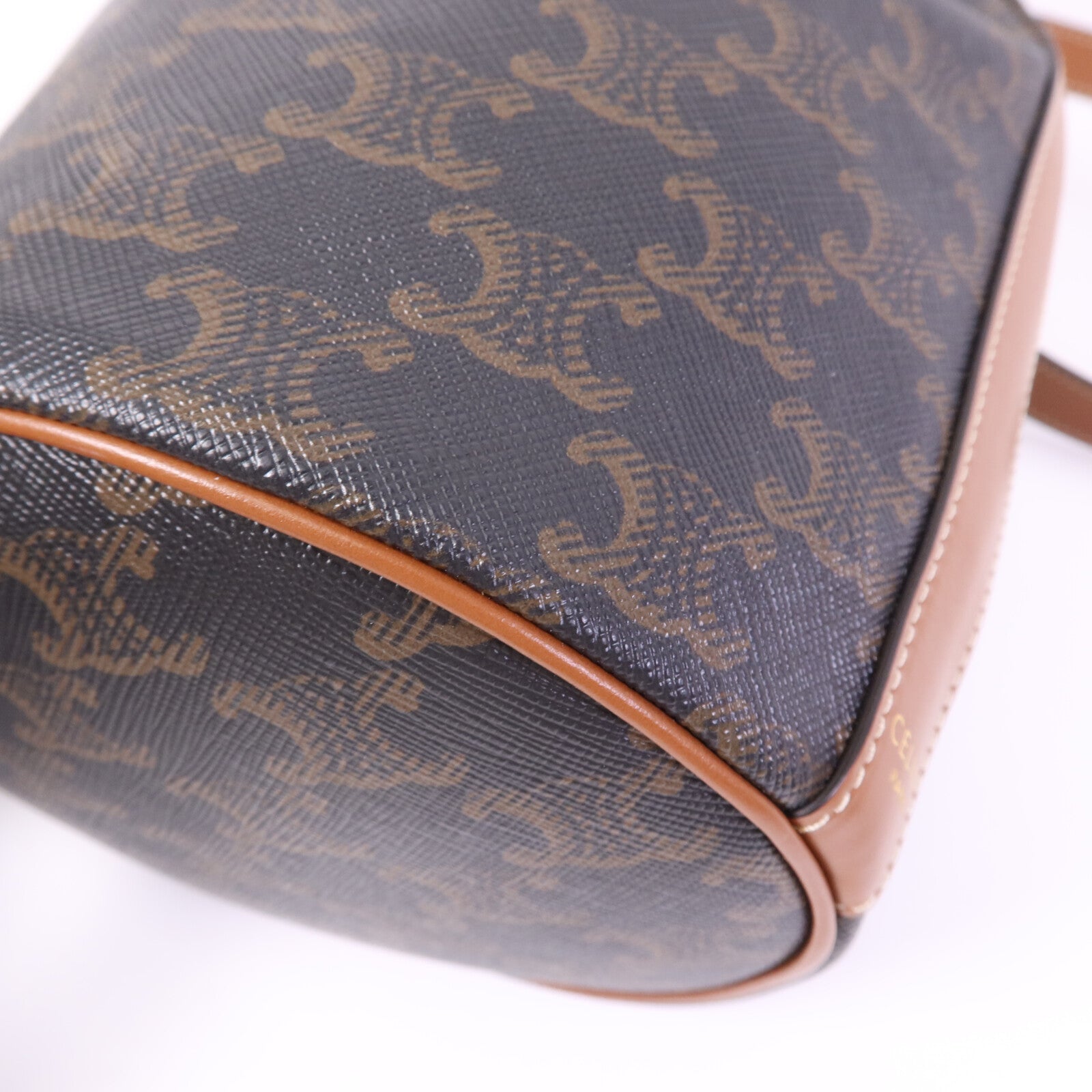 CELINE 塗層帆布Triomphe Drawstring Small Bucket金扣肩背袋