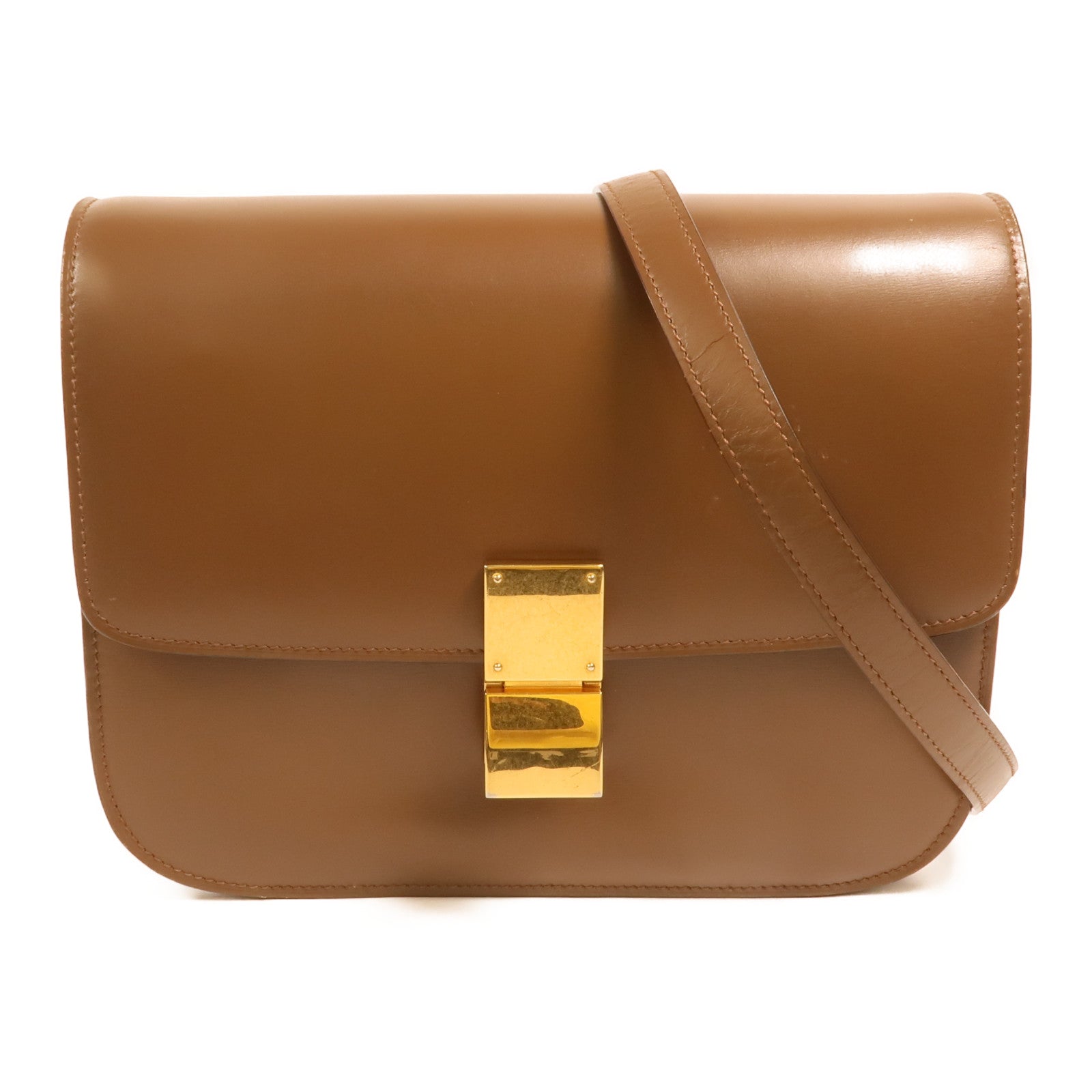 CELINE 牛皮皮革Classic Box Medium金扣肩背袋