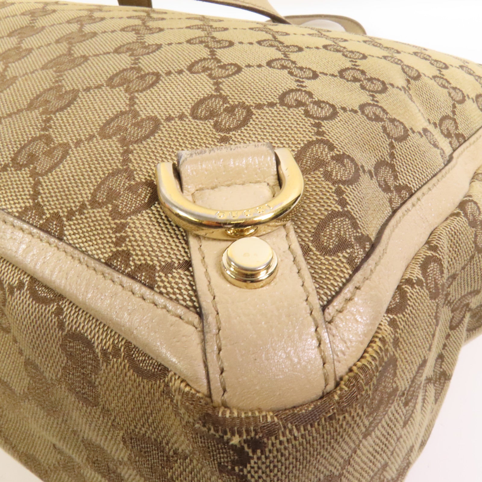 GUCCI 帆布Abbey Tote金扣手挽袋
