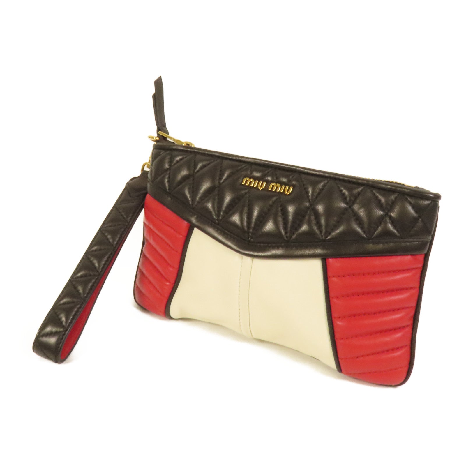 Miu Miu 羊皮皮革Pouch金扣手拿包