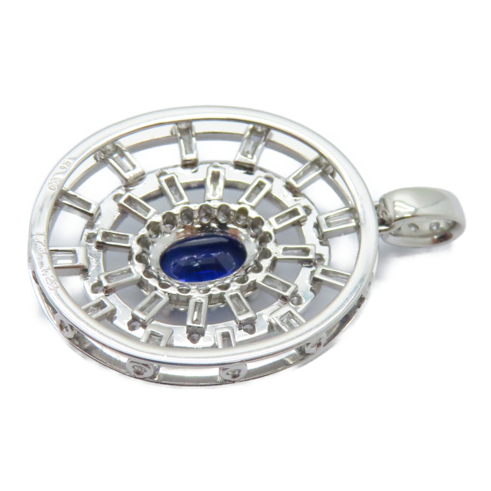 JEWELRY PT900鉑金Sapphire Diamond Pendant Top 1.73ct藍寶石/1.23鑚石吊墜