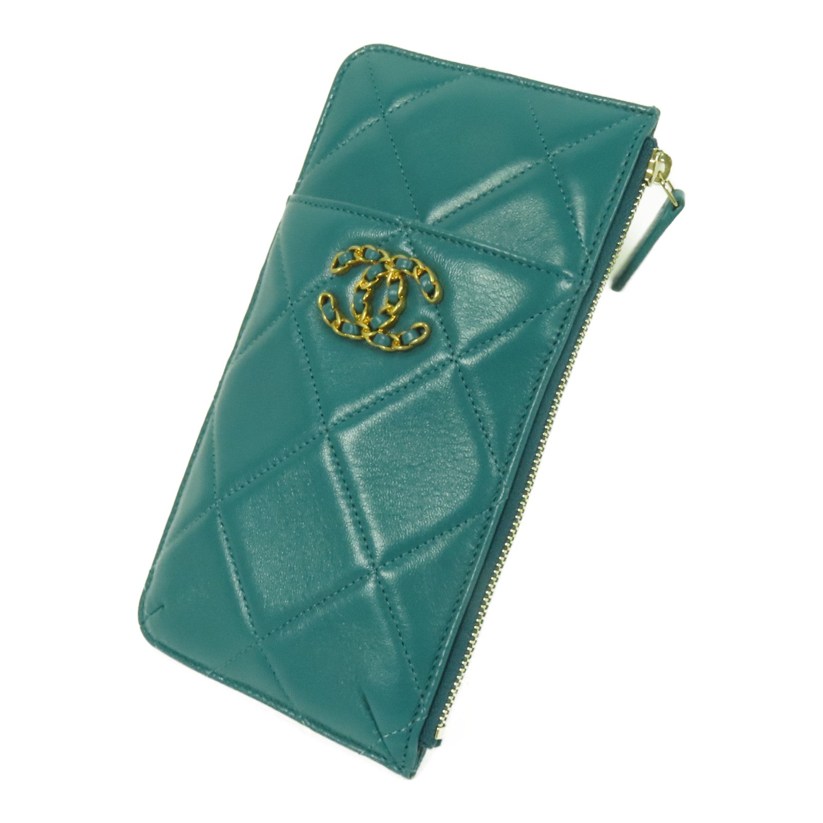 CHANEL 羊皮皮革C19 Wallet金扣長錢包