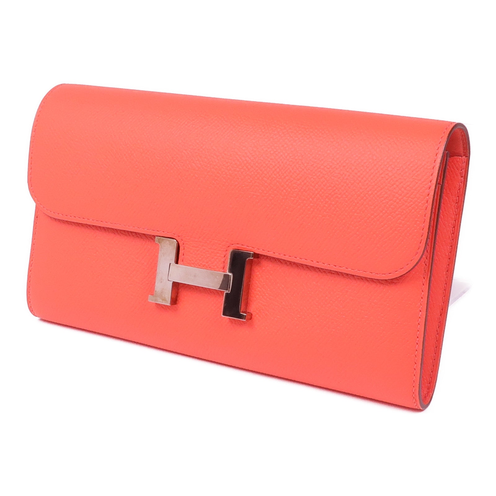 HERMES Epsom皮革Constance Wallet銀扣長錢包T5 Rose Jaipur