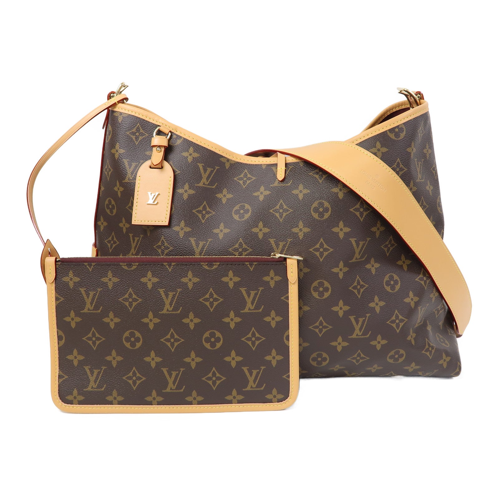 LOUIS VUITTON Monogram CarryAll MM金扣肩背袋啡色