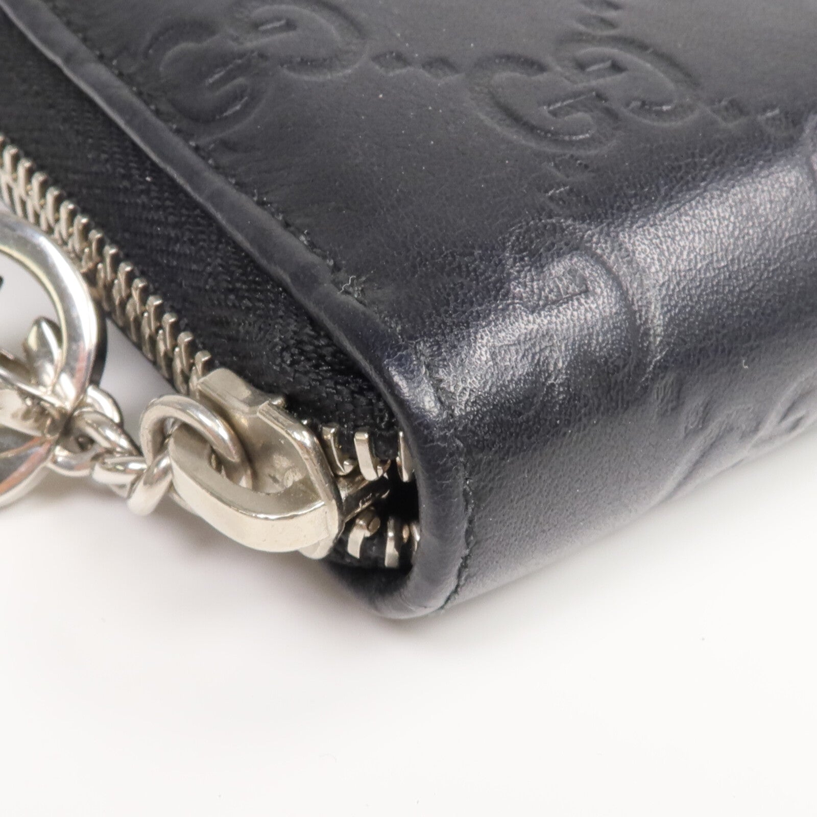 GUCCI 牛皮皮革Zipper Long Wallet銀扣長錢包