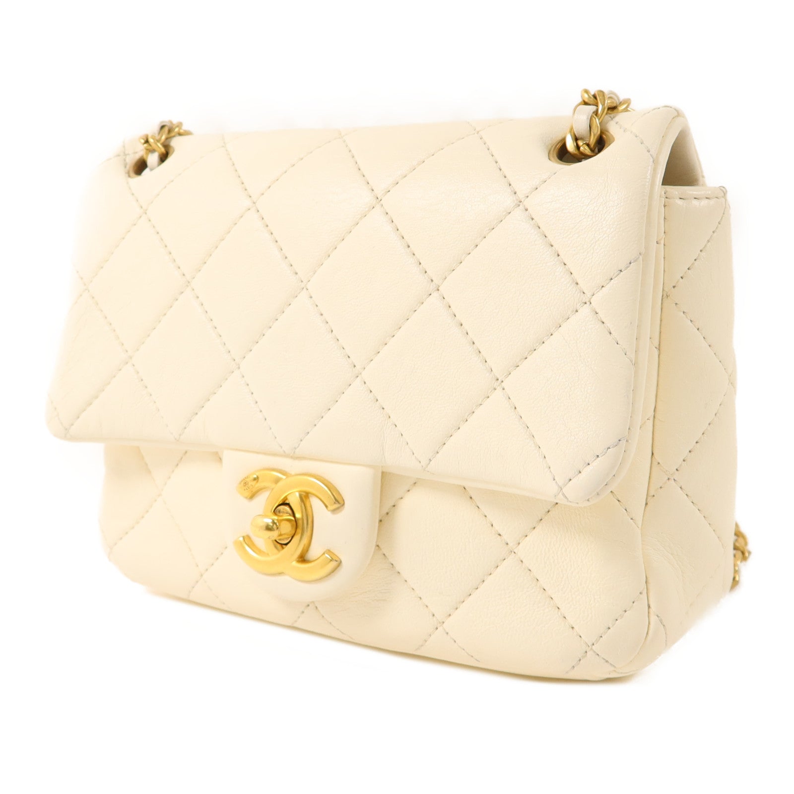 CHANEL 牛皮皮革Chain Shoulder金扣鏈帶肩背袋