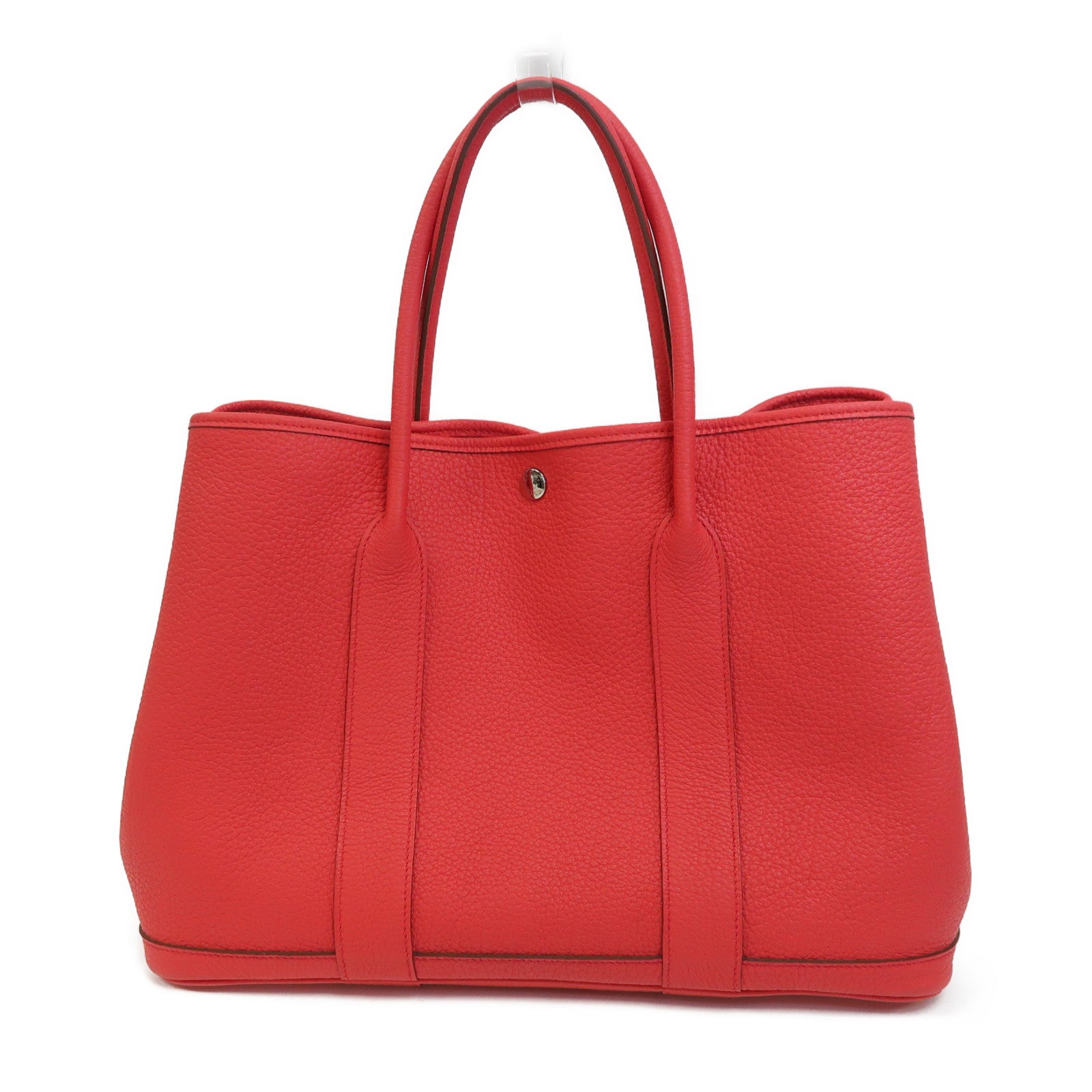 HERMES Clemence皮革Garden Party PM銀扣手挽袋Bougainvillea/杜鵑紅色