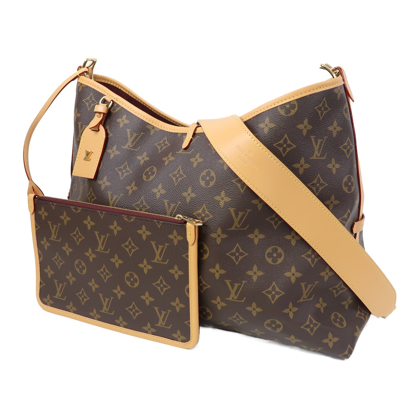 LOUIS VUITTON Monogram CarryAll MM金扣肩背袋啡色