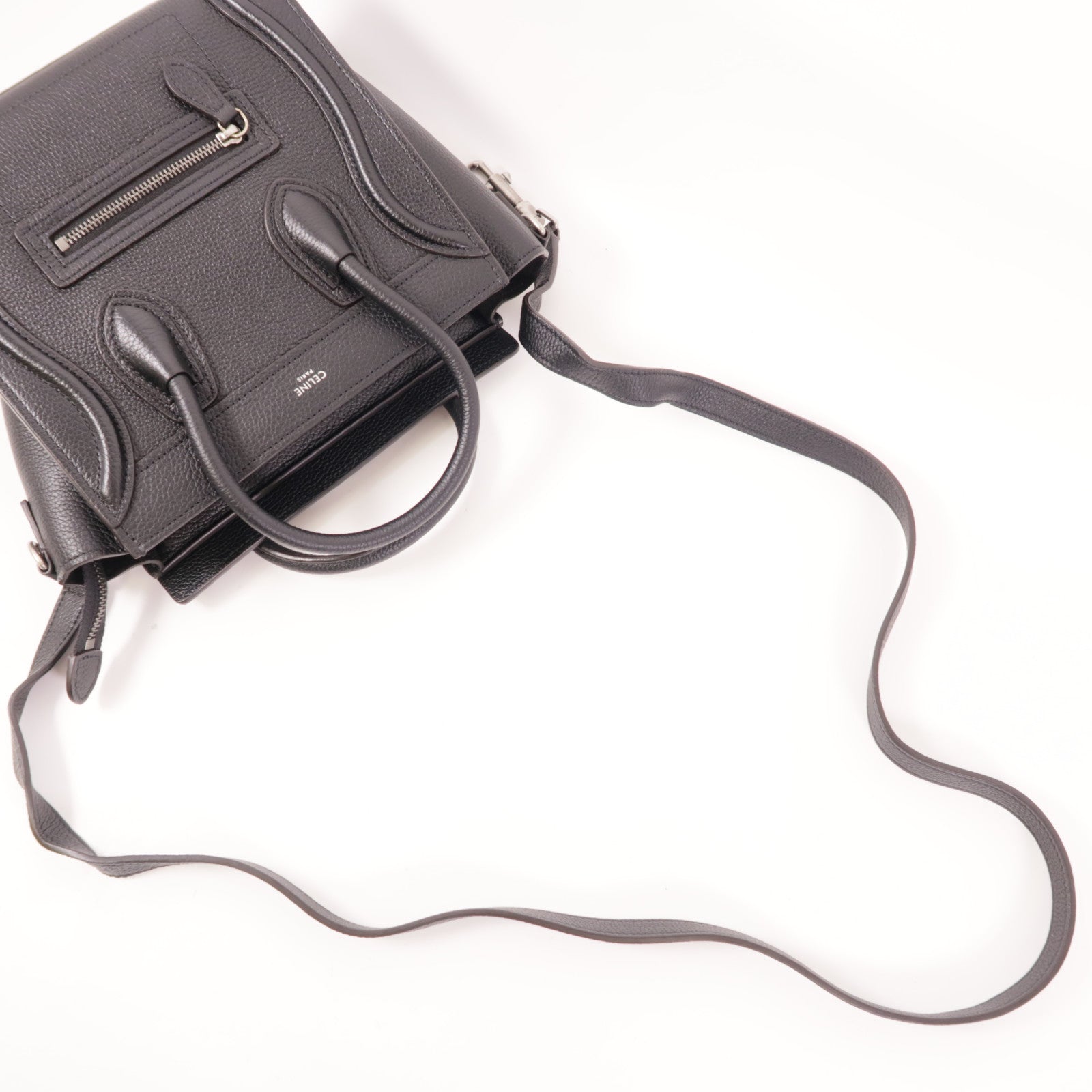 CELINE 牛皮皮革Nano Luggage銀扣手挽肩背兩用袋