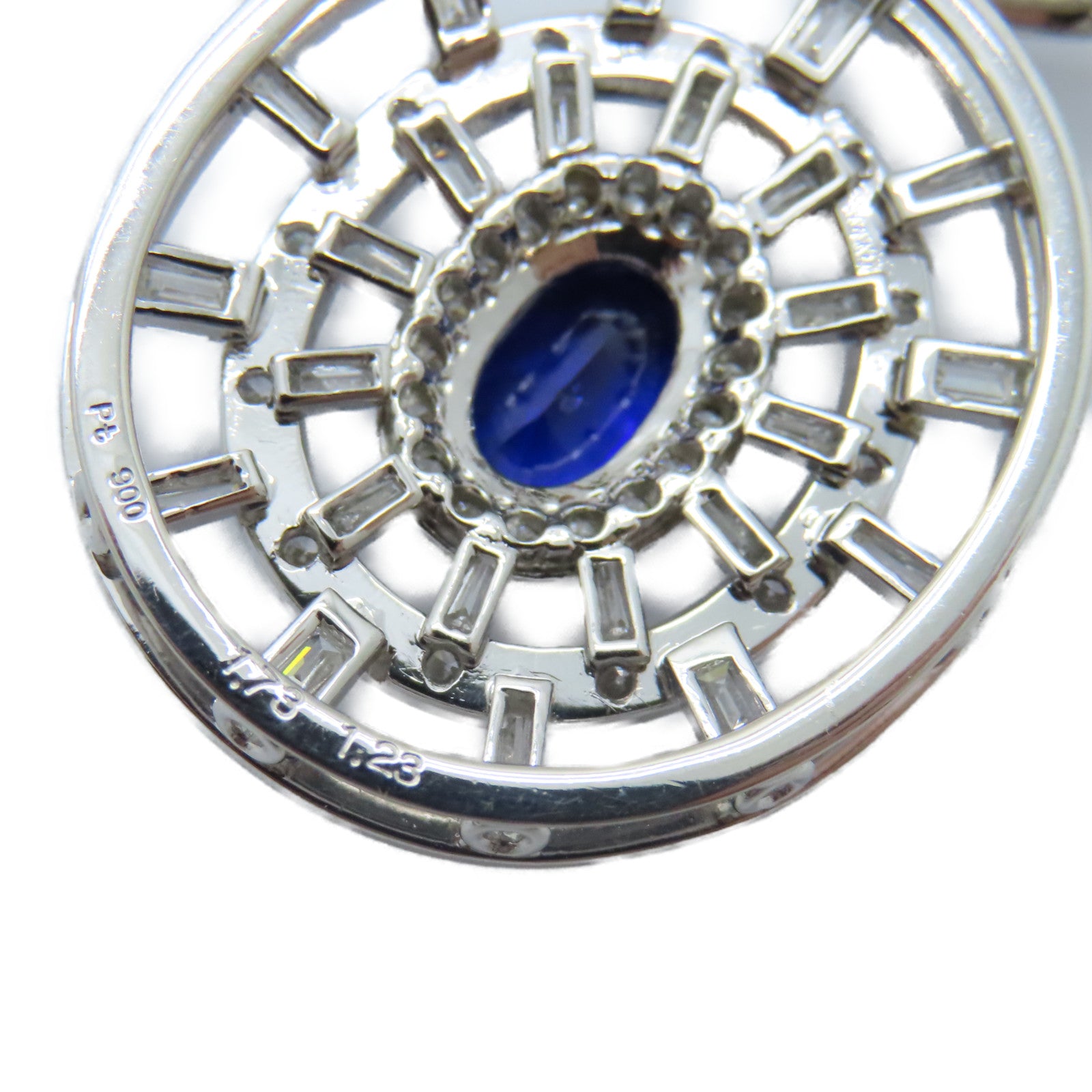 JEWELRY PT900鉑金Sapphire Diamond Pendant Top 1.73ct藍寶石/1.23鑚石吊墜