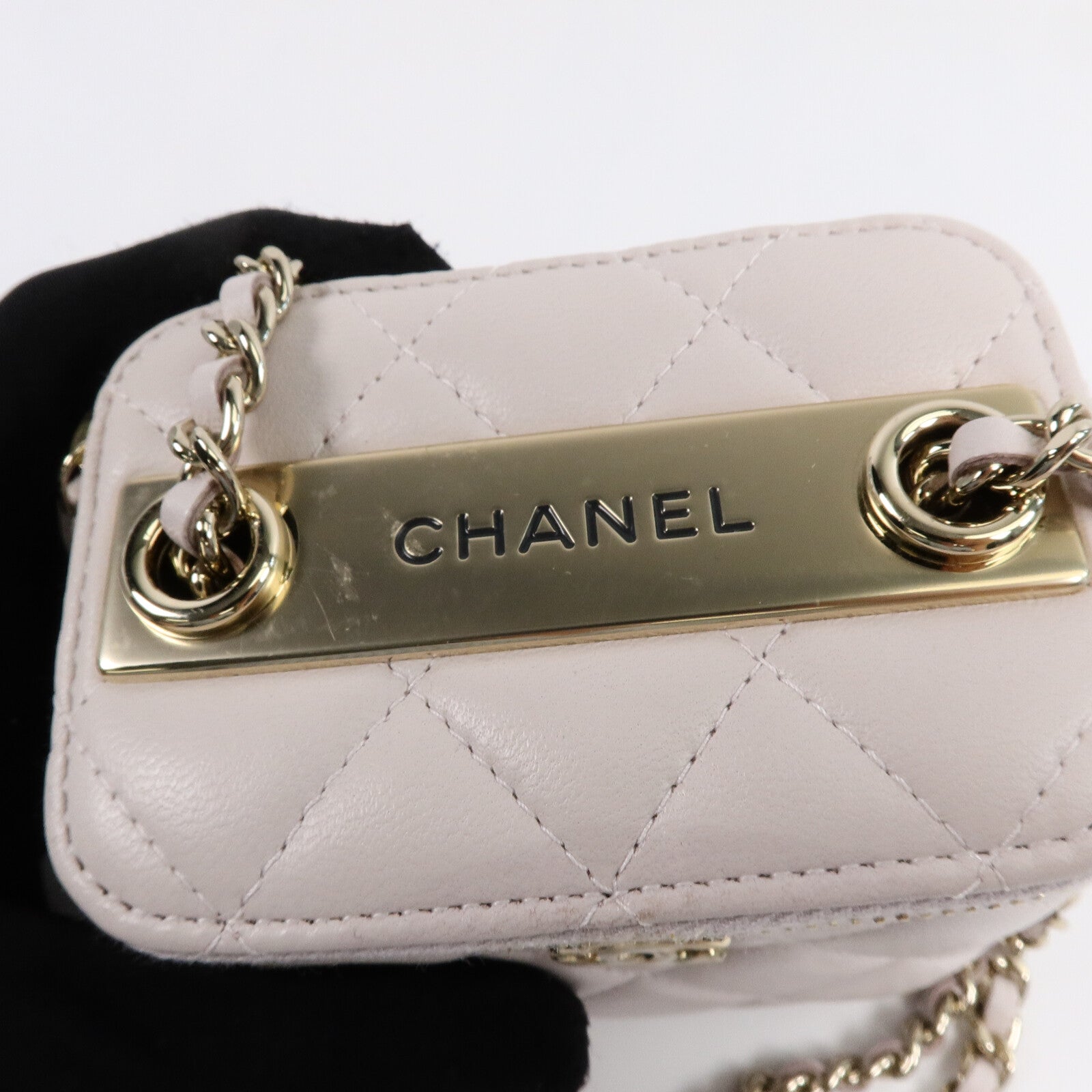 CHANEL 羊皮皮革Vanity Case鏈帶肩背袋