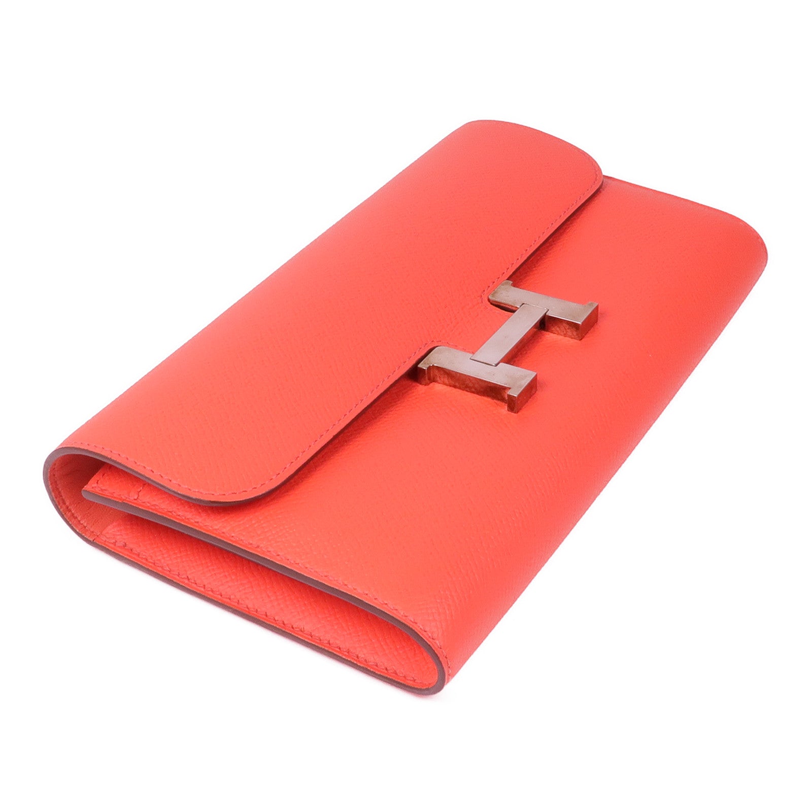 HERMES Epsom皮革Constance Wallet銀扣長錢包T5 Rose Jaipur