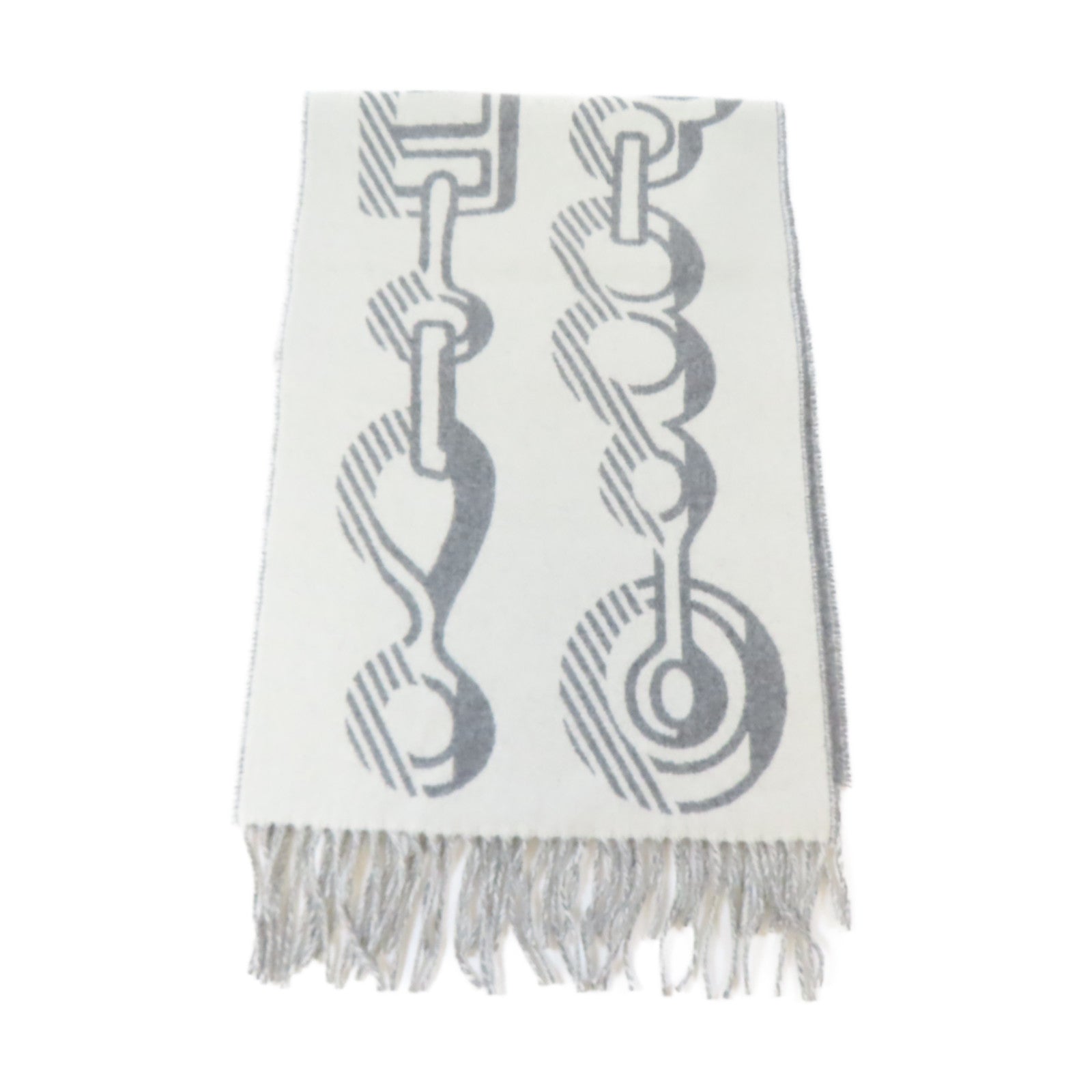 HERMES 羊絨Scarf圍巾白色/灰色