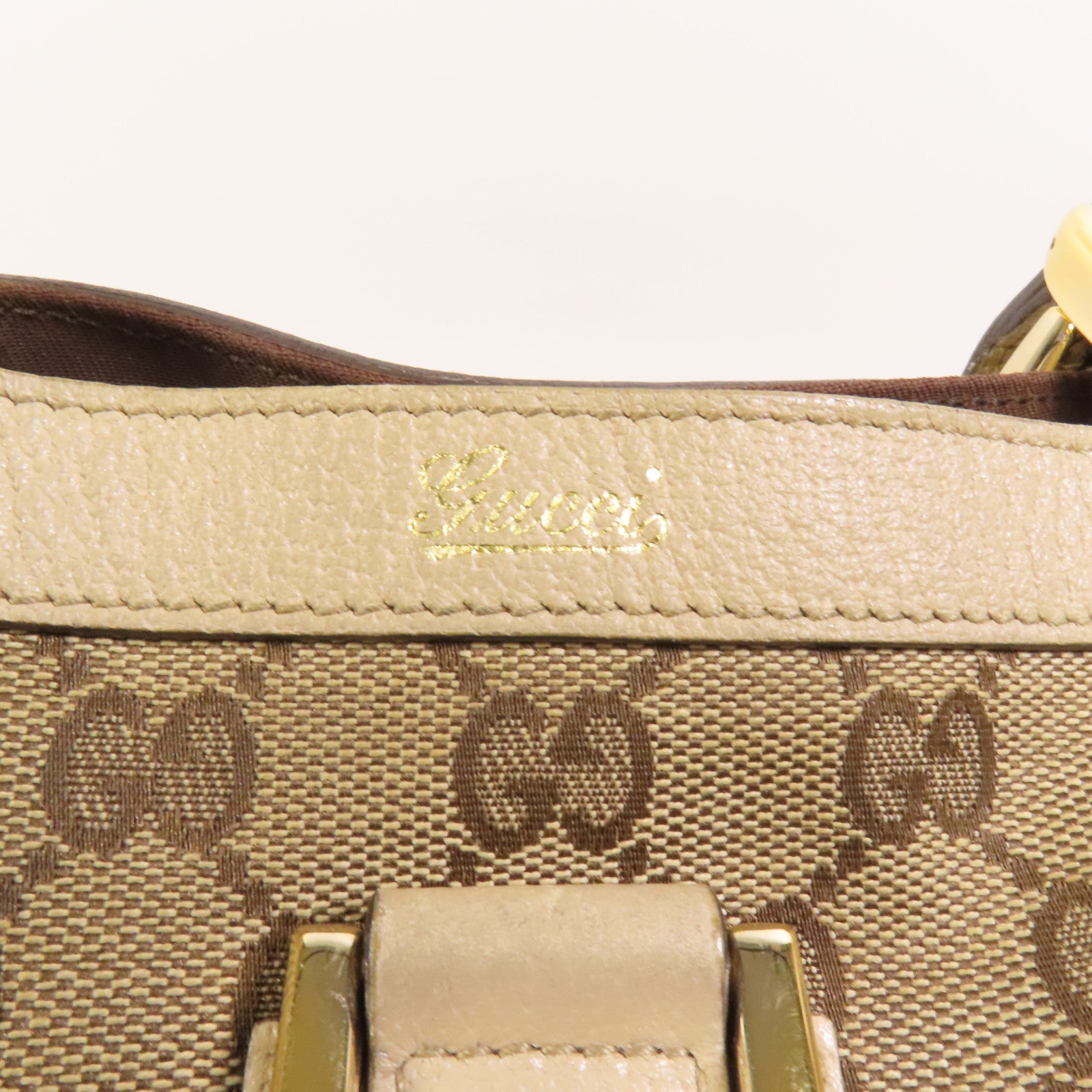 GUCCI 帆布Abbey Tote金扣手挽袋