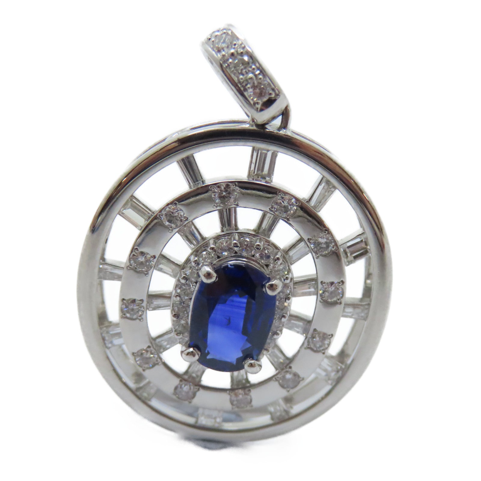 JEWELRY PT900鉑金Sapphire Diamond Pendant Top 1.73ct藍寶石/1.23鑚石吊墜