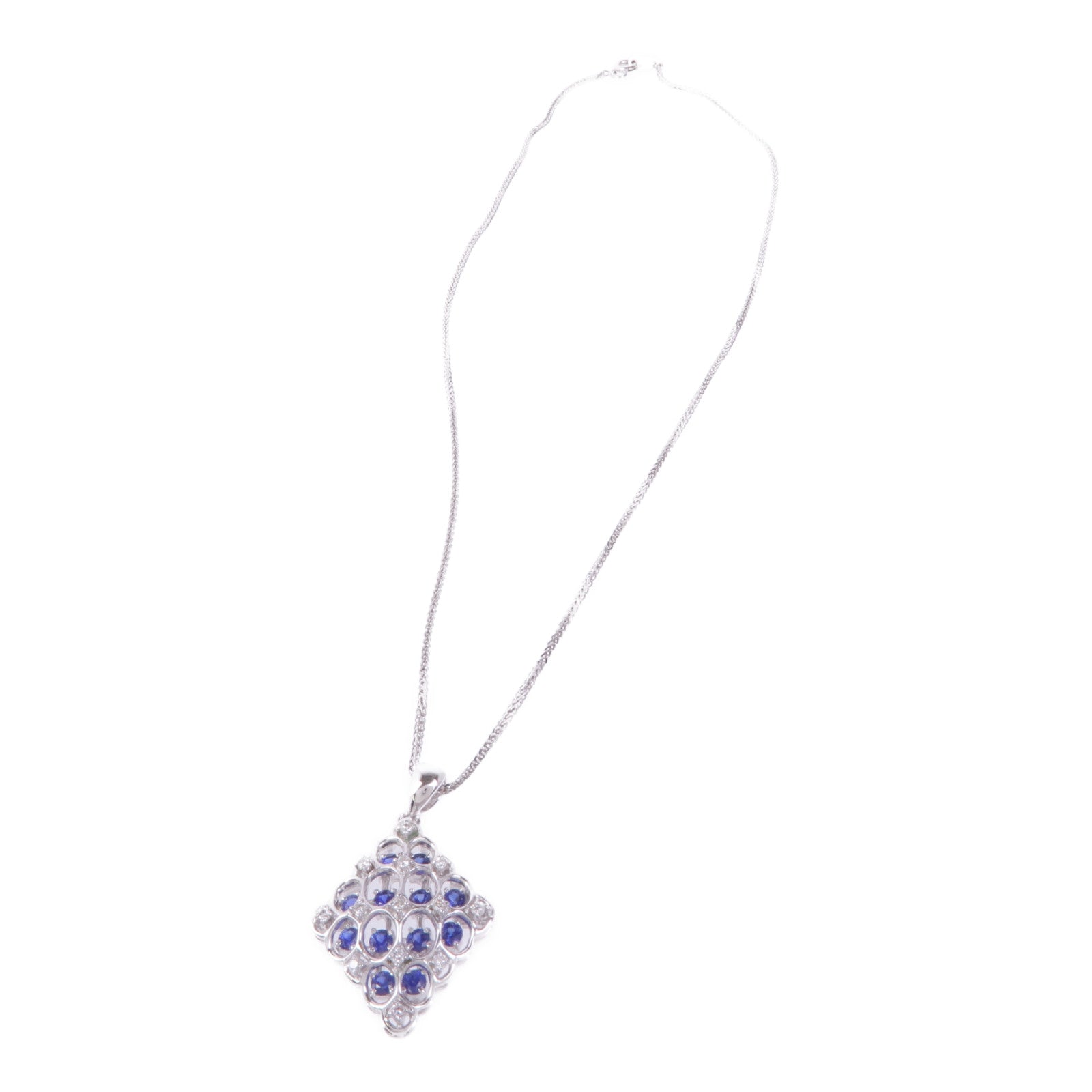 JEWELRY 18K白金Sapphire Diamond Necklace藍寶石/鑽石項鍊