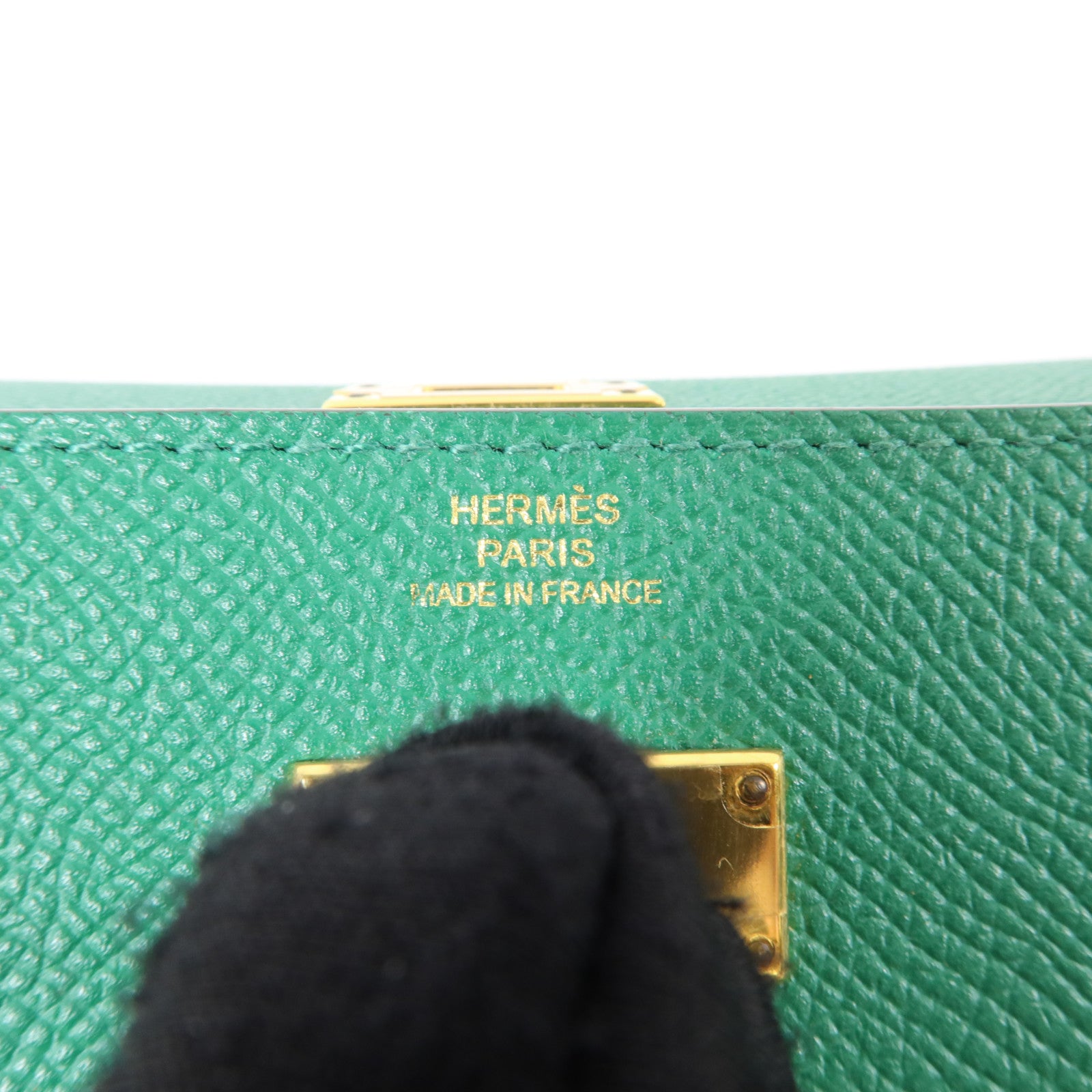 HERMES Epsom皮革Kelly Wallet金扣長錢包Vert Vertigo